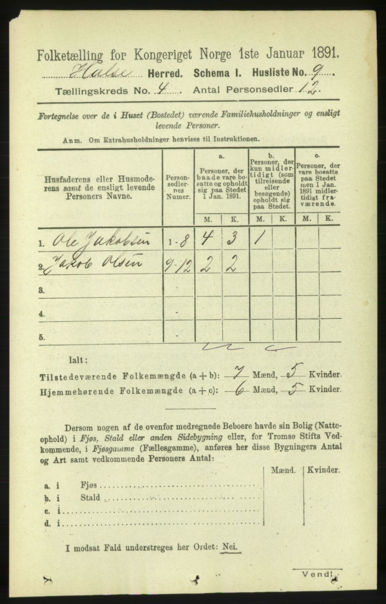 RA, 1891 census for 1571 Halsa, 1891, p. 946