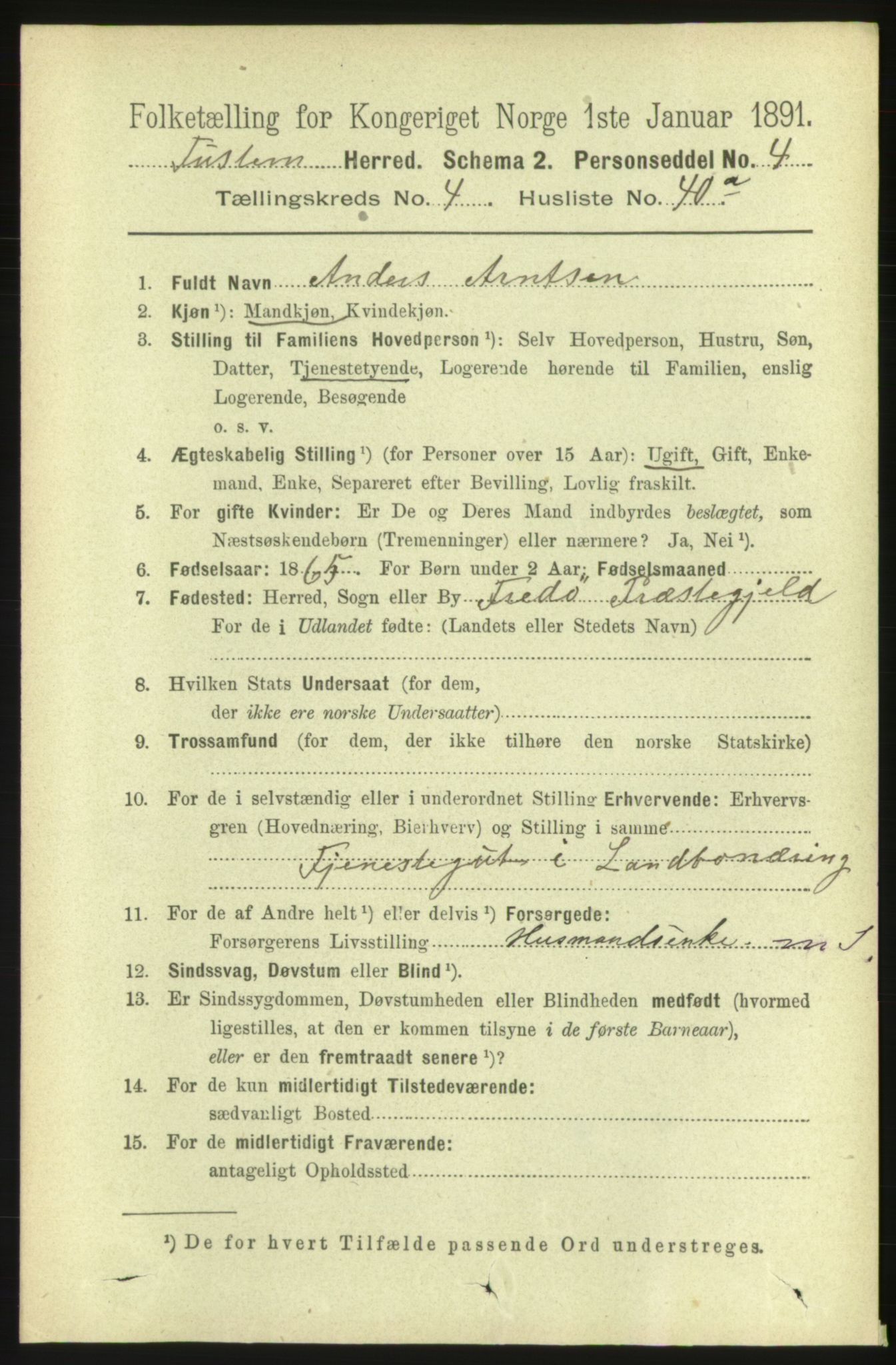 RA, 1891 census for 1572 Tustna, 1891, p. 1681