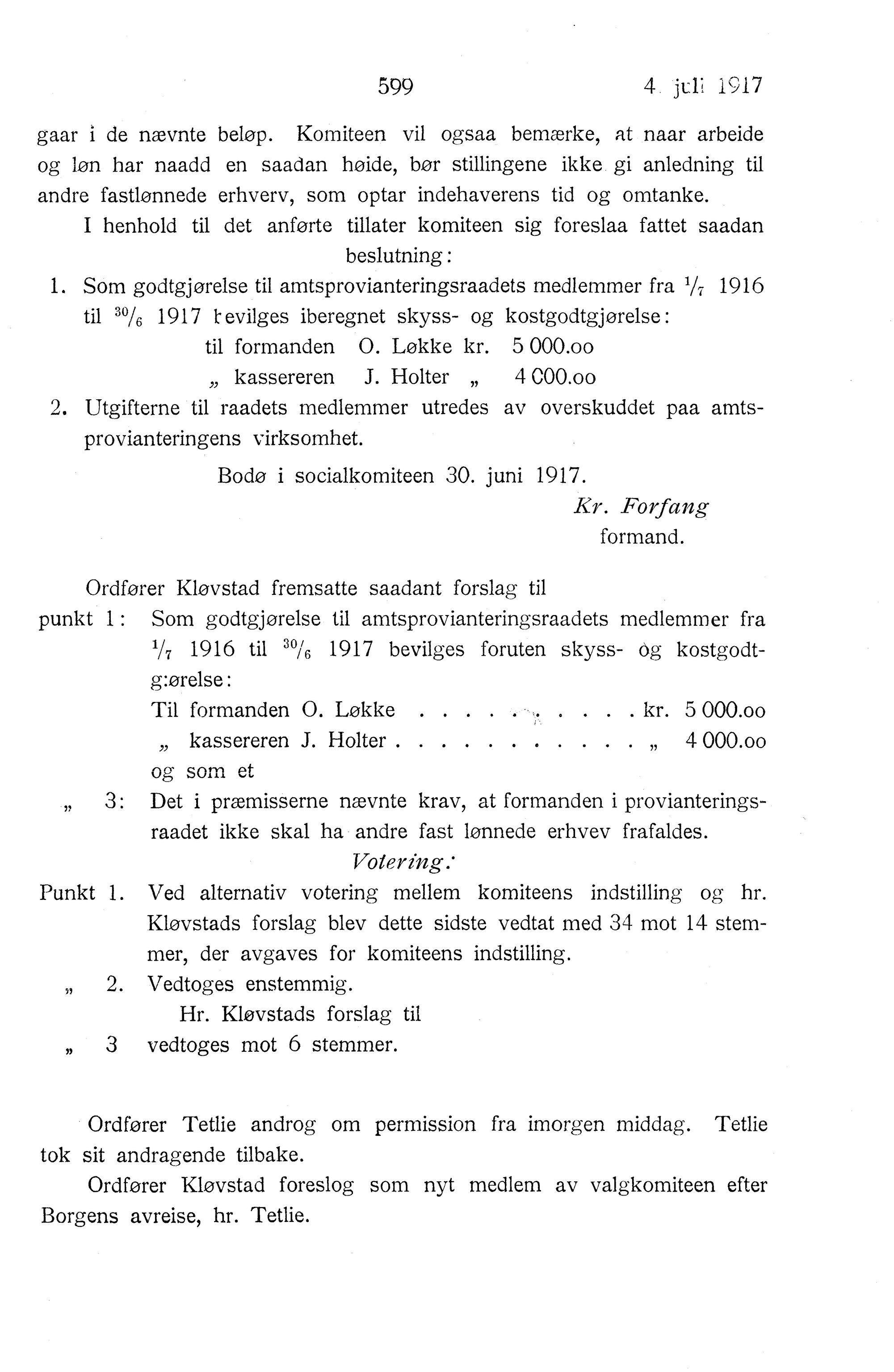 Nordland Fylkeskommune. Fylkestinget, AIN/NFK-17/176/A/Ac/L0040: Fylkestingsforhandlinger 1917, 1917