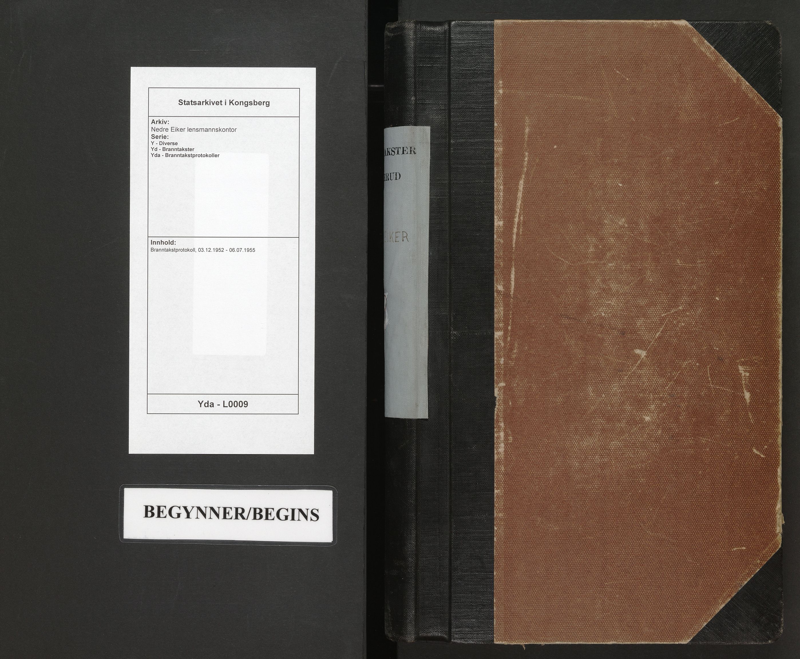 Nedre Eiker lensmannskontor, AV/SAKO-A-530/Y/Yd/Yda/L0009: Branntakstprotokoll, 1952-1955