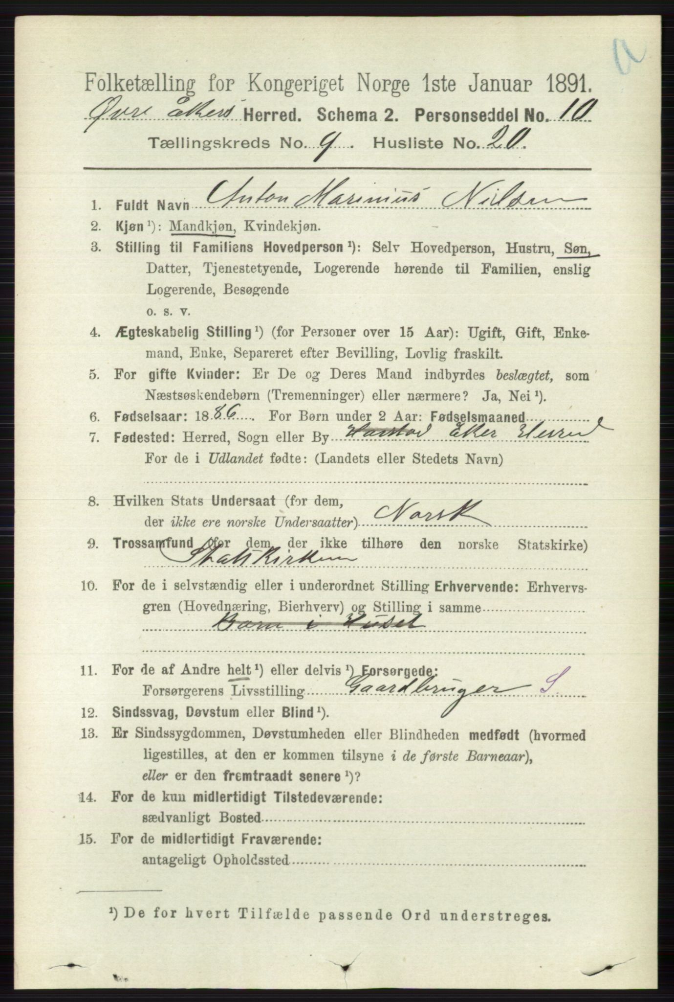 RA, 1891 census for 0624 Øvre Eiker, 1891, p. 3758