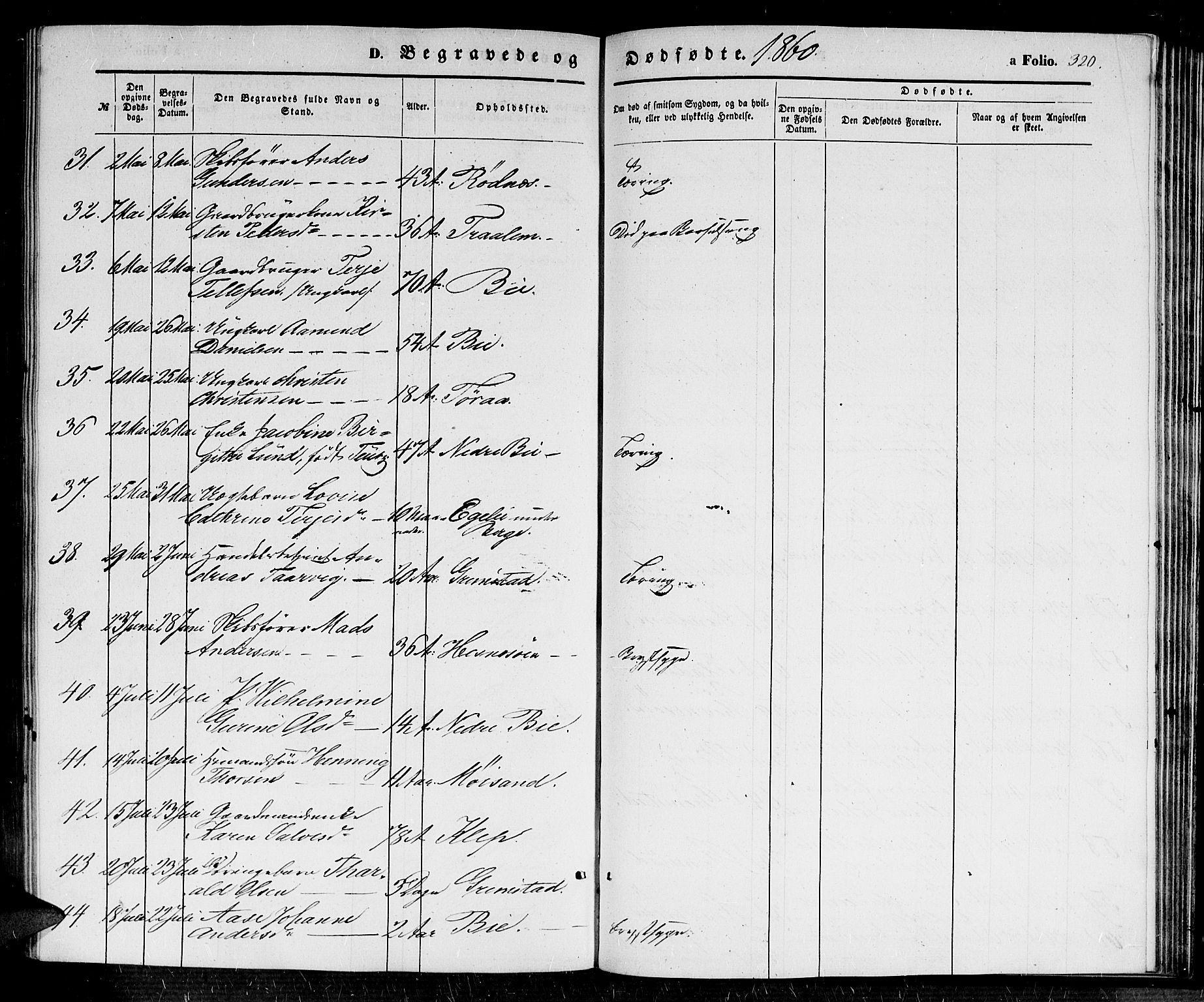 Fjære sokneprestkontor, AV/SAK-1111-0011/F/Fb/L0008: Parish register (copy) no. B 8, 1854-1867, p. 320