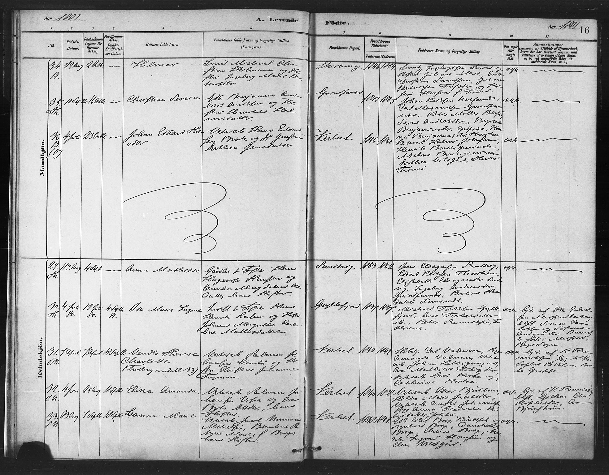 Berg sokneprestkontor, AV/SATØ-S-1318/G/Ga/Gaa/L0004kirke: Parish register (official) no. 4, 1880-1894, p. 16