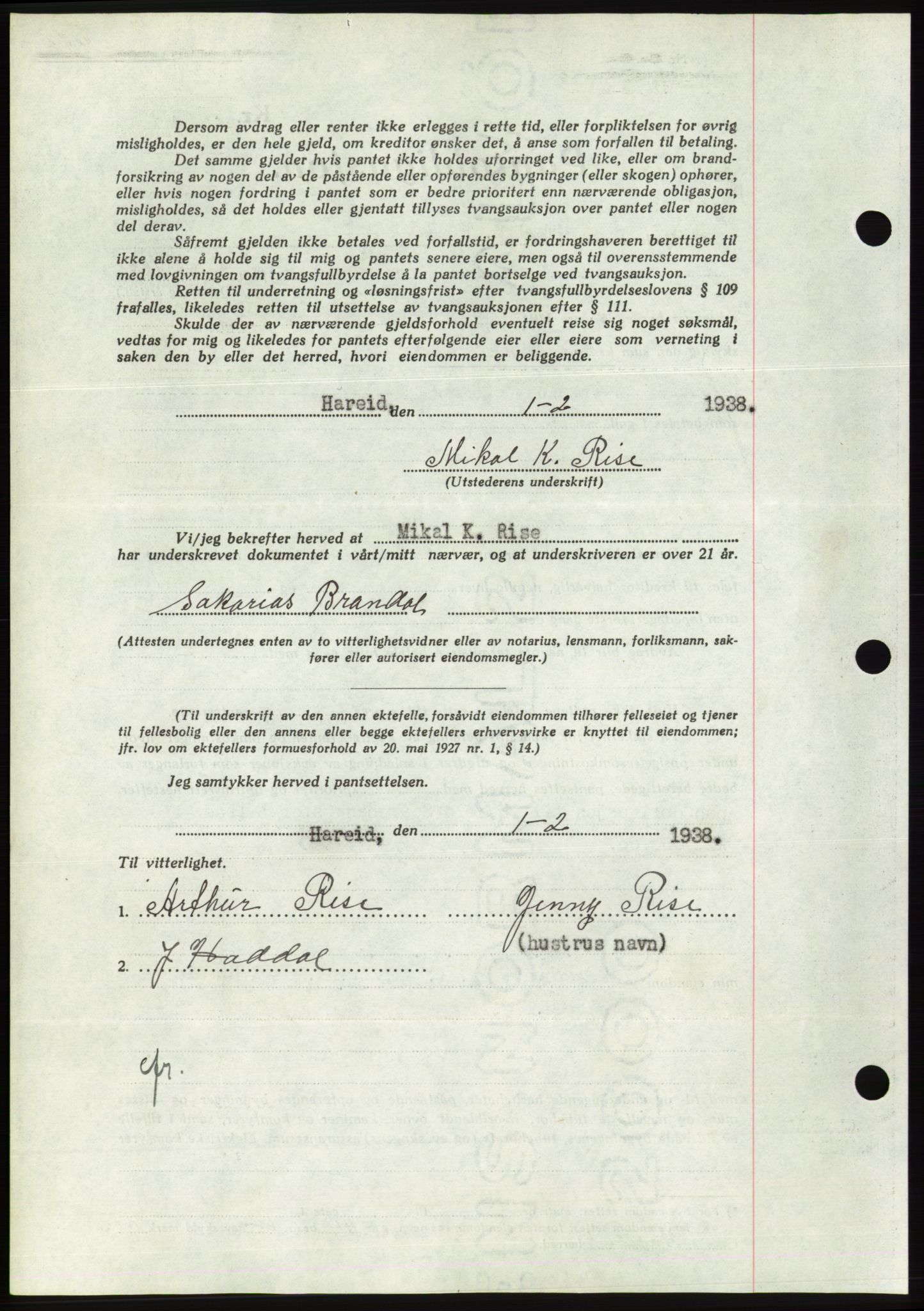 Søre Sunnmøre sorenskriveri, AV/SAT-A-4122/1/2/2C/L0064: Mortgage book no. 58, 1937-1938, Diary no: : 138/1938