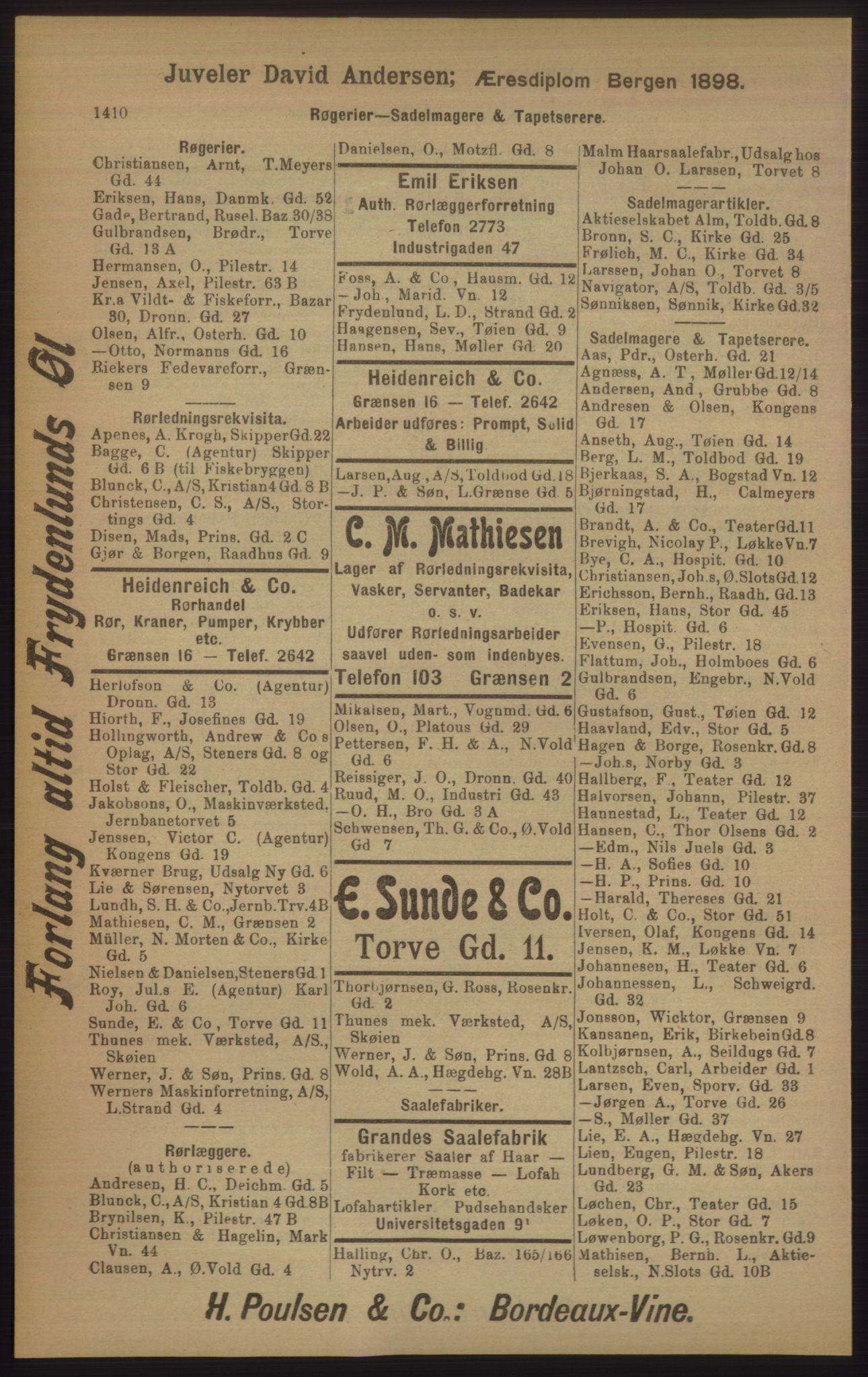 Kristiania/Oslo adressebok, PUBL/-, 1905, p. 1410