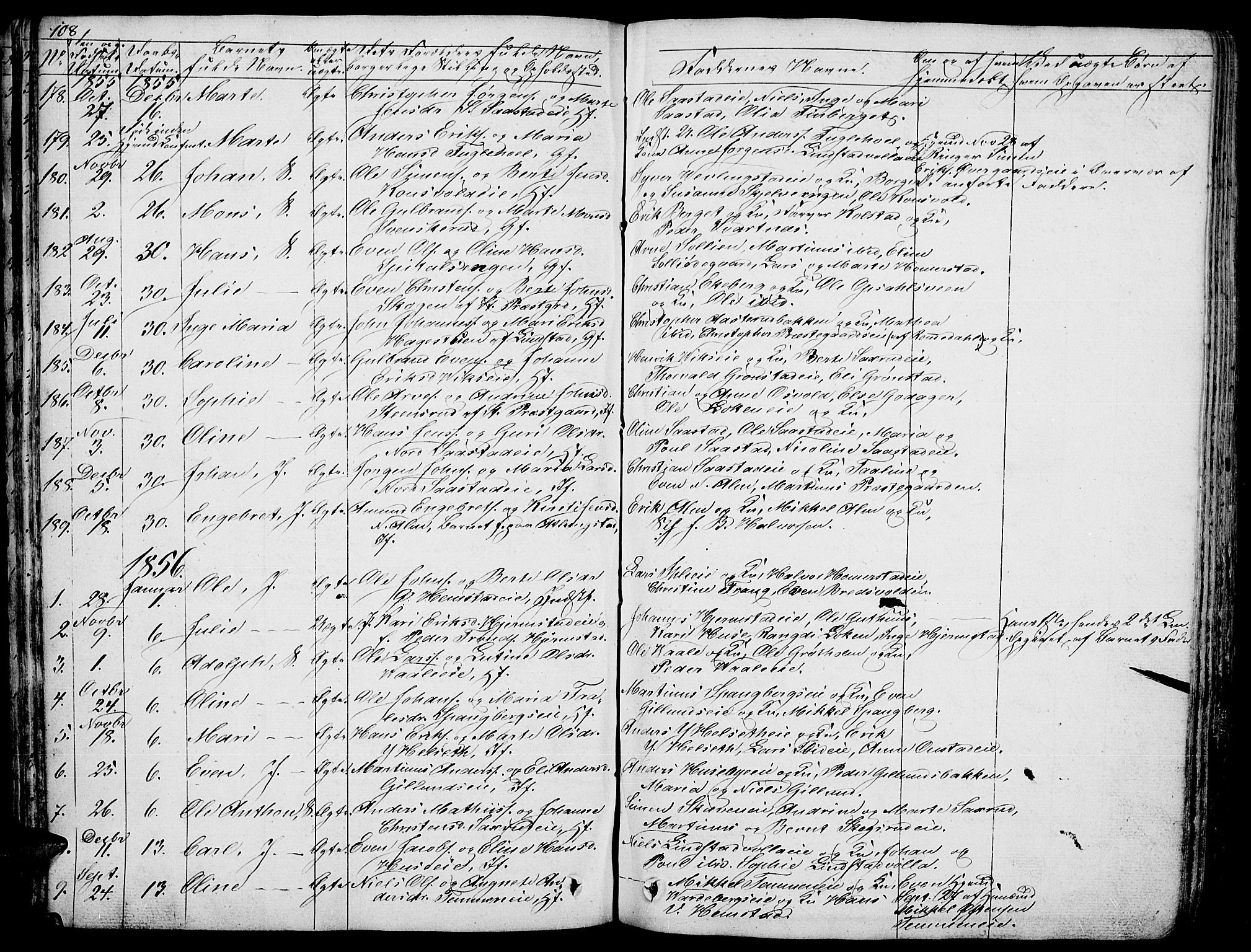Stange prestekontor, SAH/PREST-002/L/L0003: Parish register (copy) no. 3, 1840-1864, p. 108