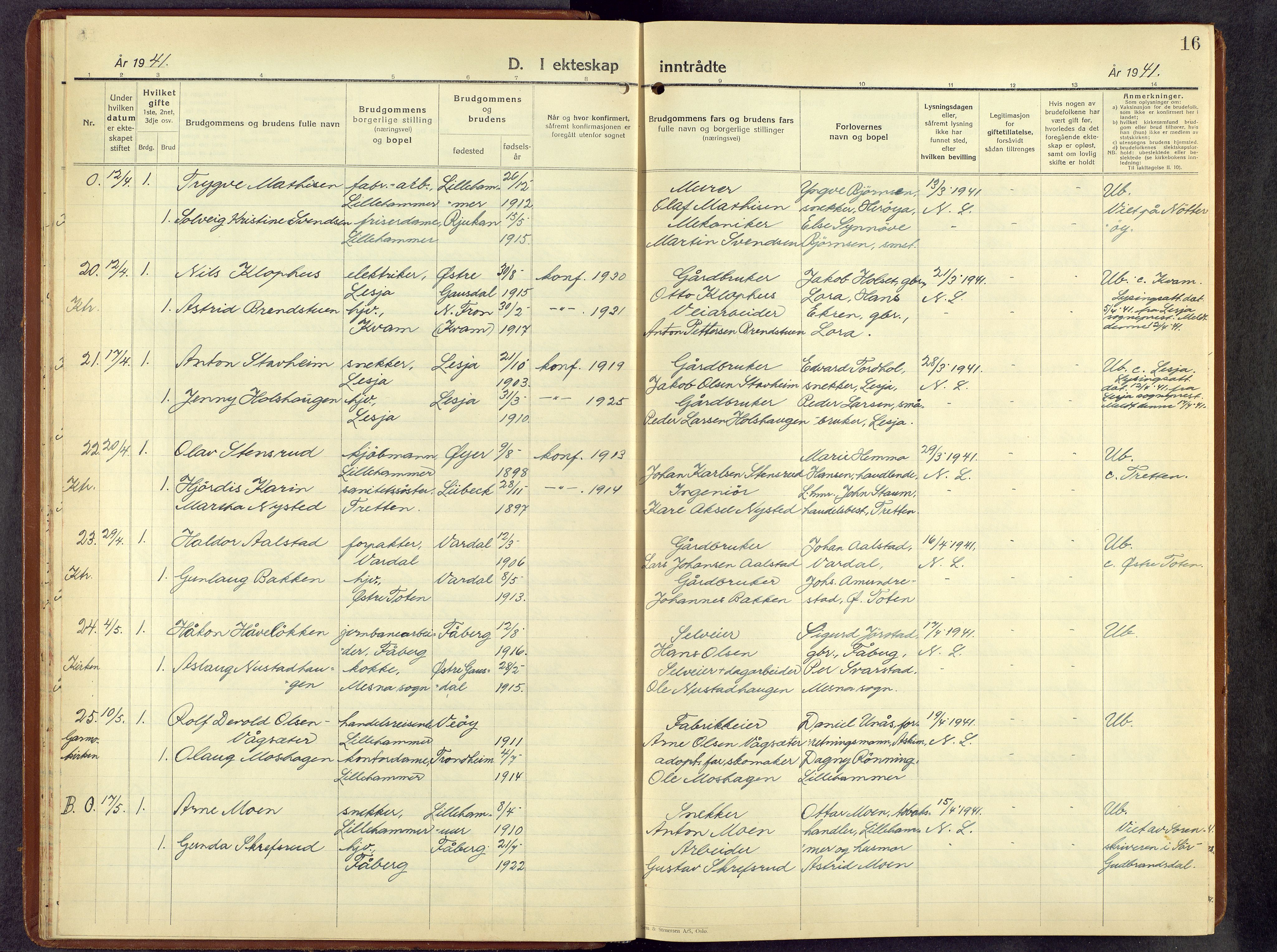 Lillehammer prestekontor, AV/SAH-PREST-088/H/Ha/Hab/L0004: Parish register (copy) no. 4, 1940-1955, p. 16