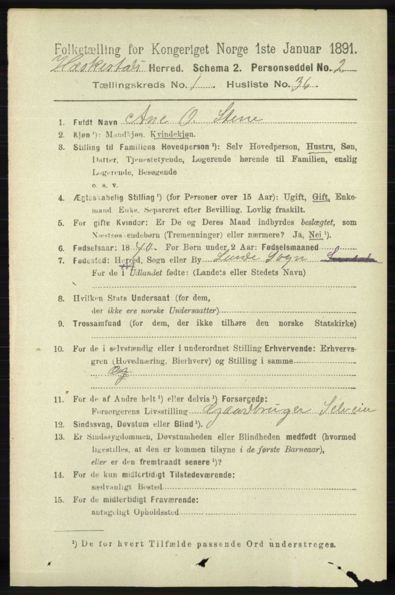 RA, 1891 census for 1113 Heskestad, 1891, p. 242