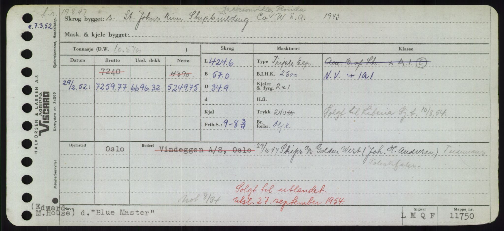 Sjøfartsdirektoratet med forløpere, Skipsmålingen, RA/S-1627/H/Hd/L0004: Fartøy, Bia-Boy, p. 339