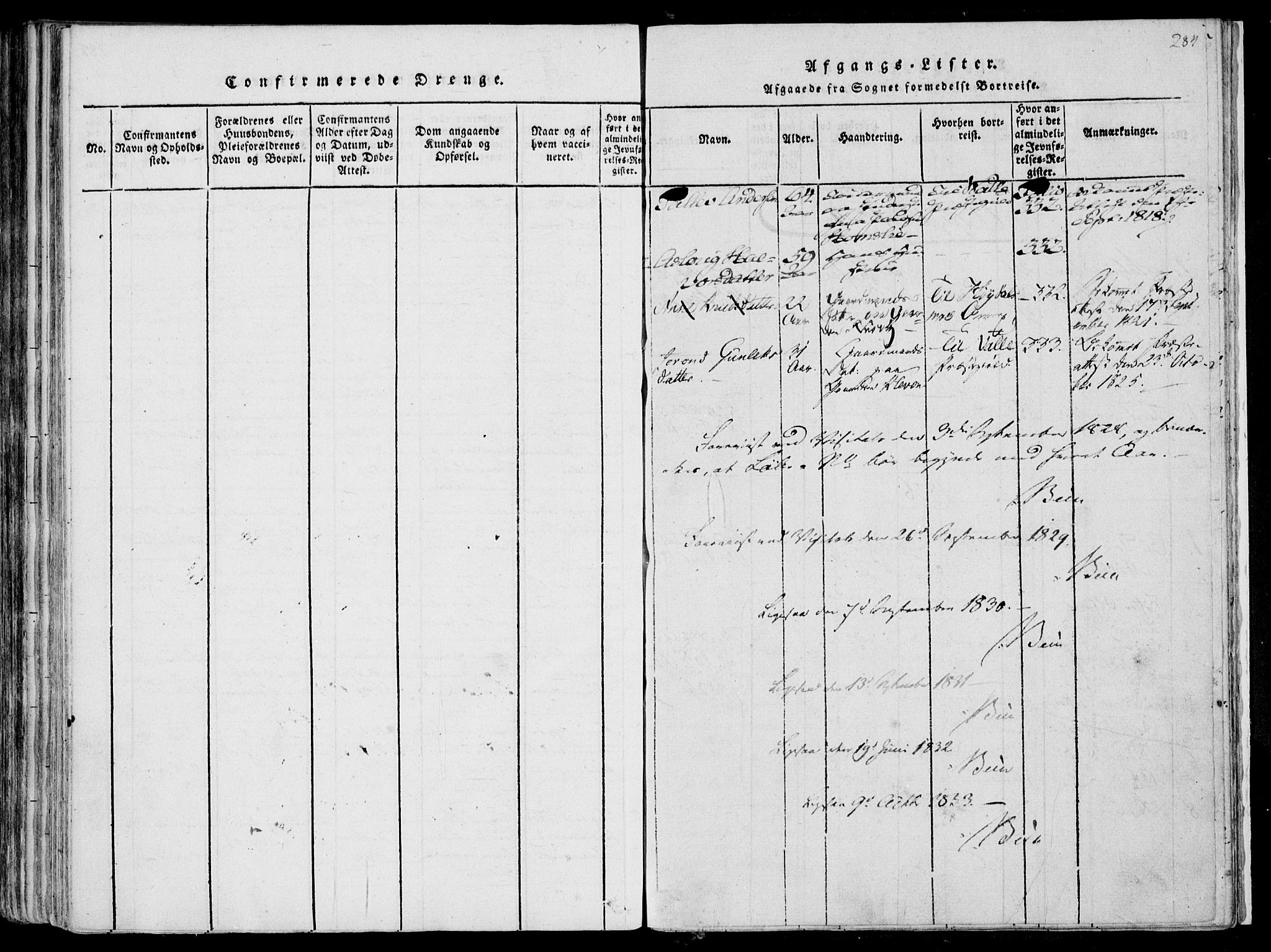Fyresdal kirkebøker, AV/SAKO-A-263/F/Fa/L0004: Parish register (official) no. I 4, 1815-1854, p. 284