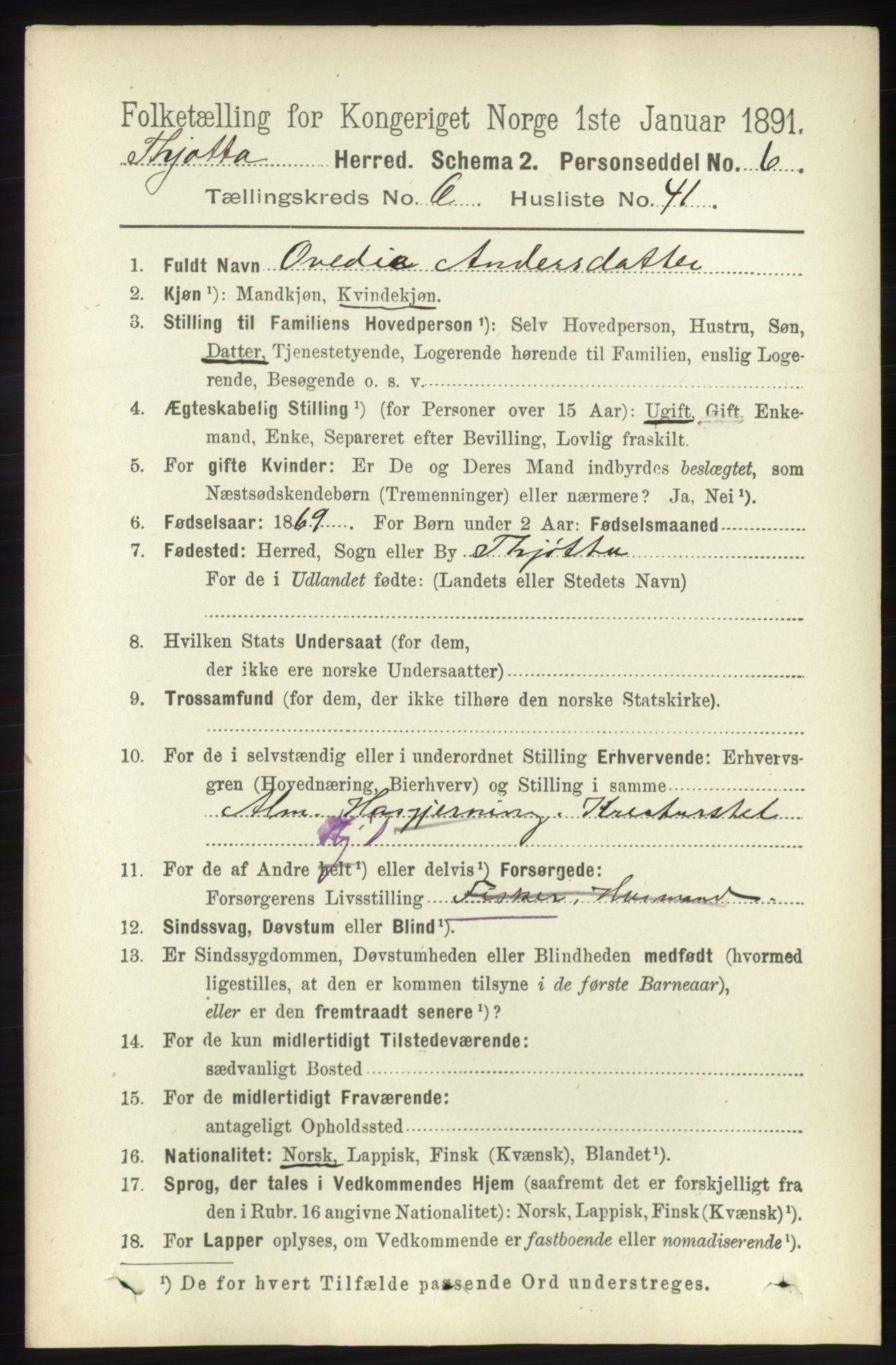 RA, 1891 census for 1817 Tjøtta, 1891, p. 3206