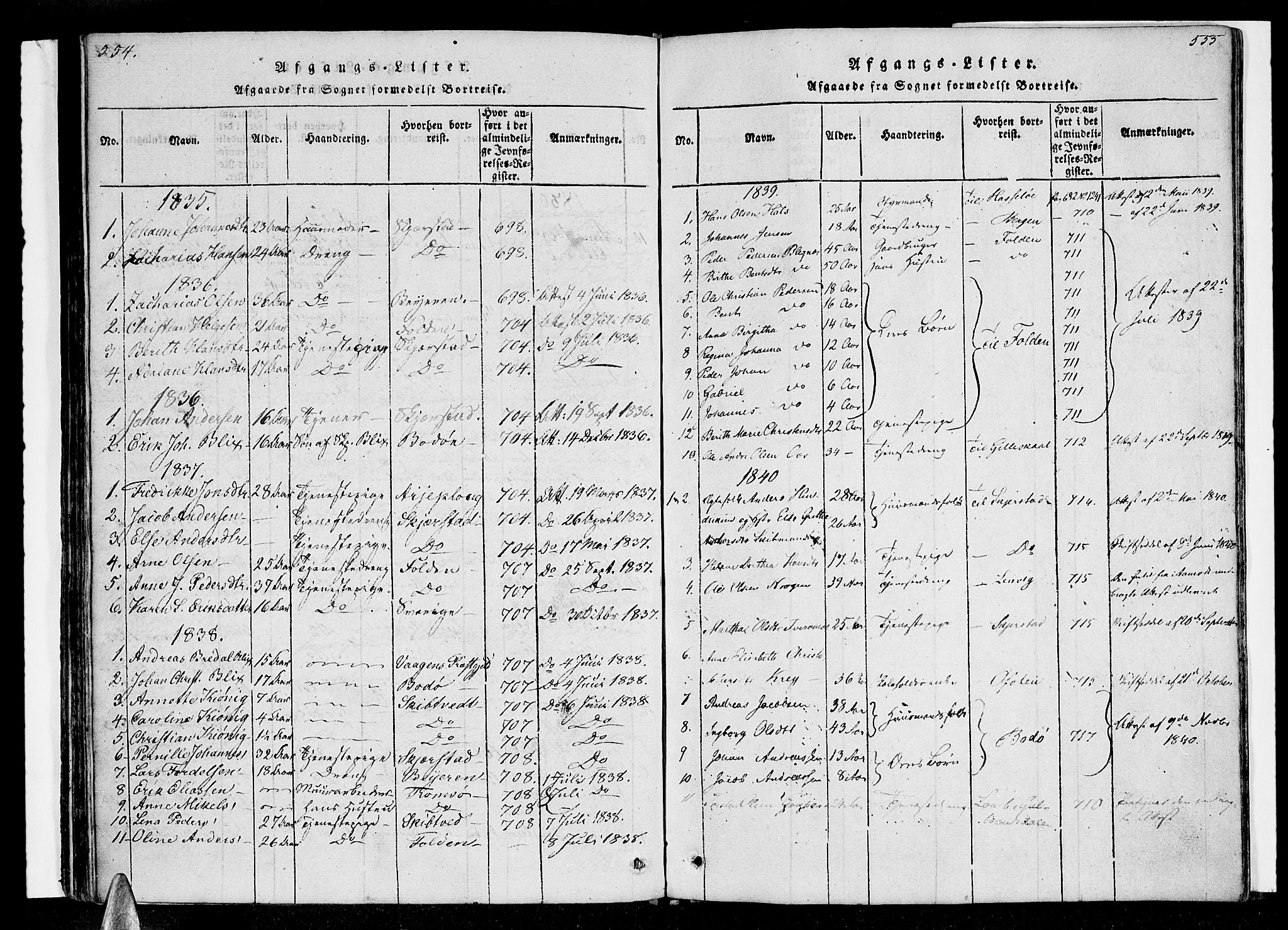 Ministerialprotokoller, klokkerbøker og fødselsregistre - Nordland, SAT/A-1459/847/L0665: Parish register (official) no. 847A05, 1818-1841, p. 554-555