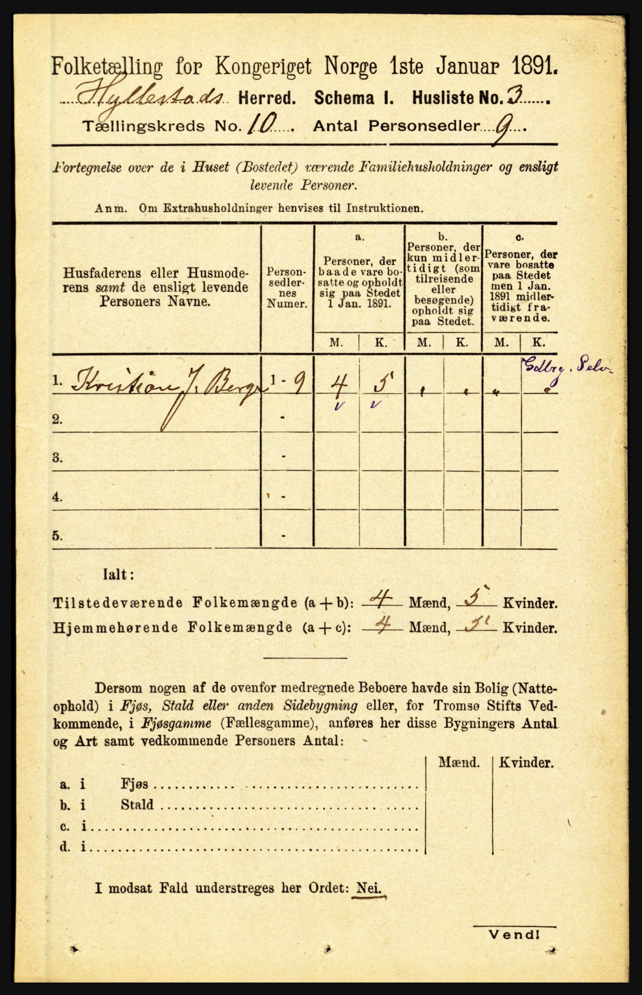 RA, 1891 census for 1413 Hyllestad, 1891, p. 1625