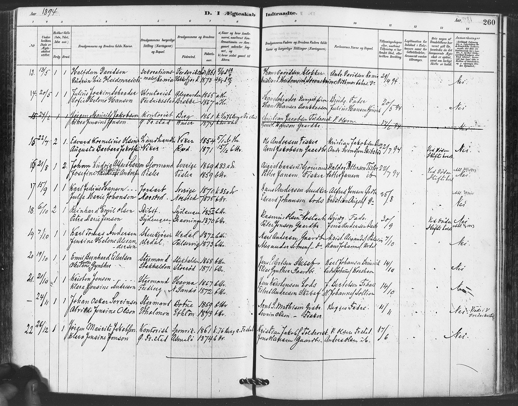 Hvaler prestekontor Kirkebøker, AV/SAO-A-2001/F/Fa/L0008: Parish register (official) no. I 8, 1878-1895, p. 260