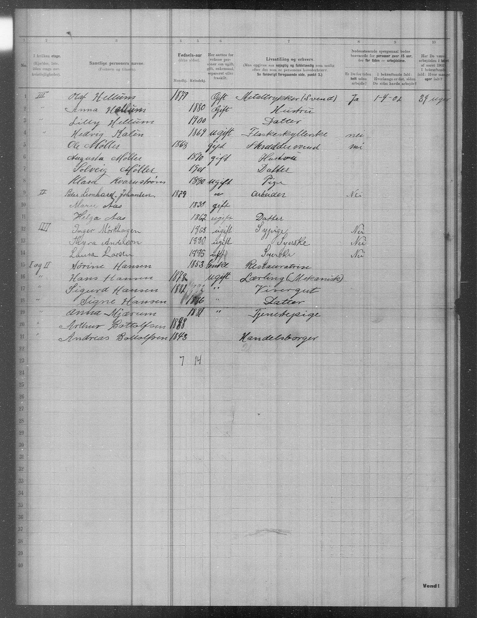 OBA, Municipal Census 1902 for Kristiania, 1902, p. 11000