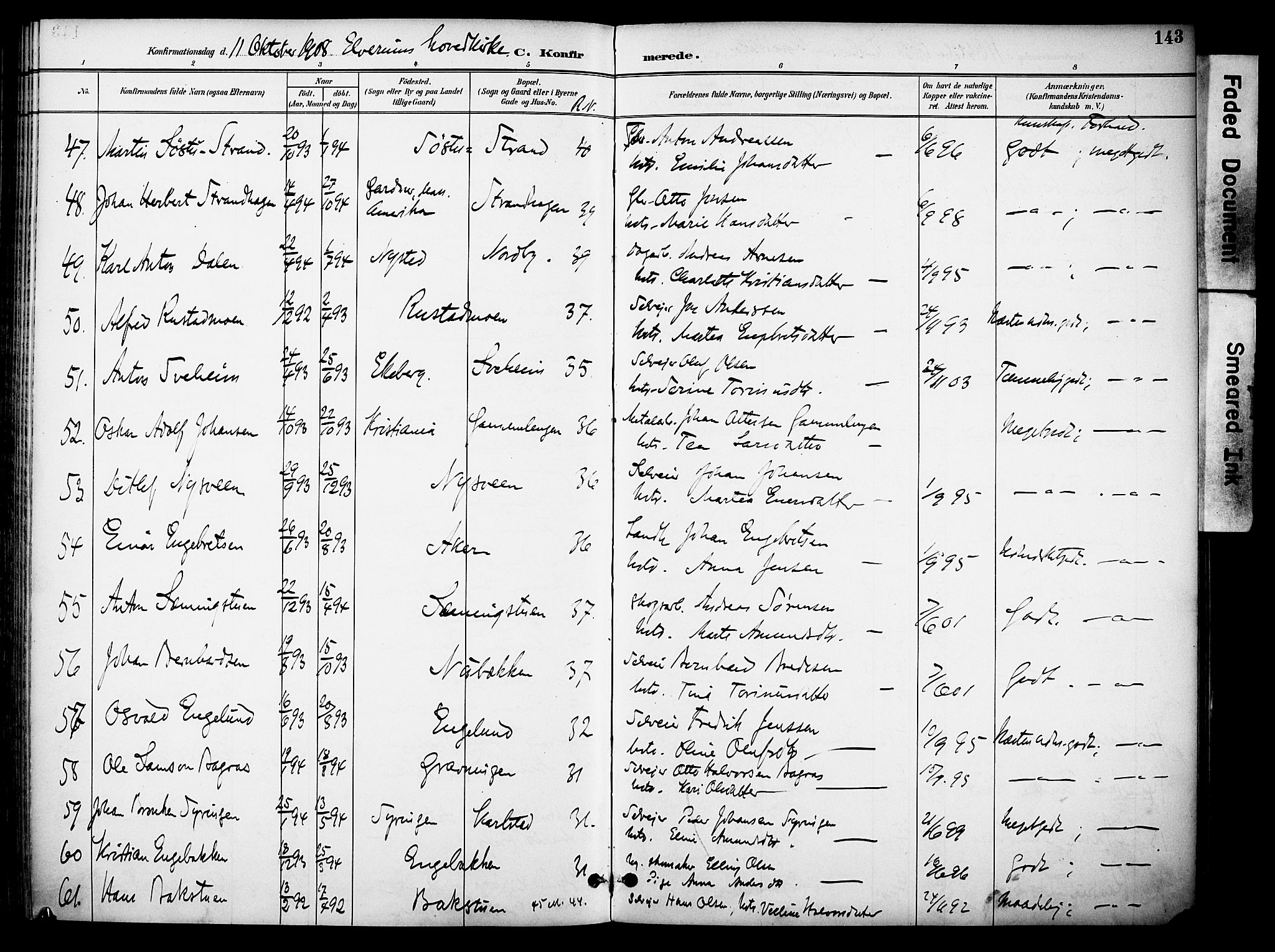 Elverum prestekontor, AV/SAH-PREST-044/H/Ha/Haa/L0015: Parish register (official) no. 15, 1893-1913, p. 143