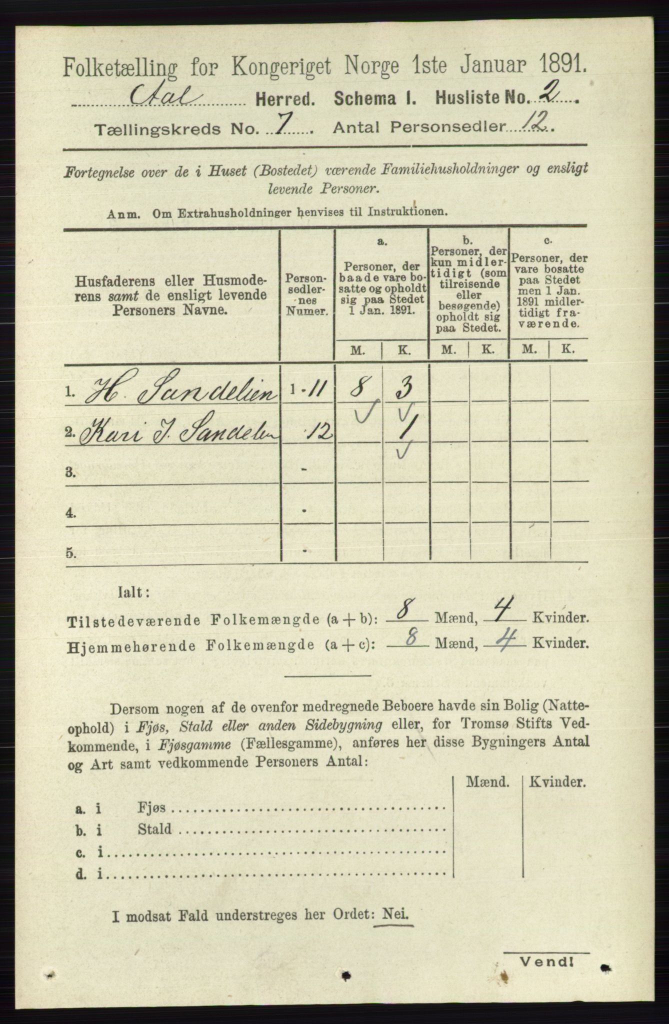 RA, 1891 census for 0619 Ål, 1891, p. 1783