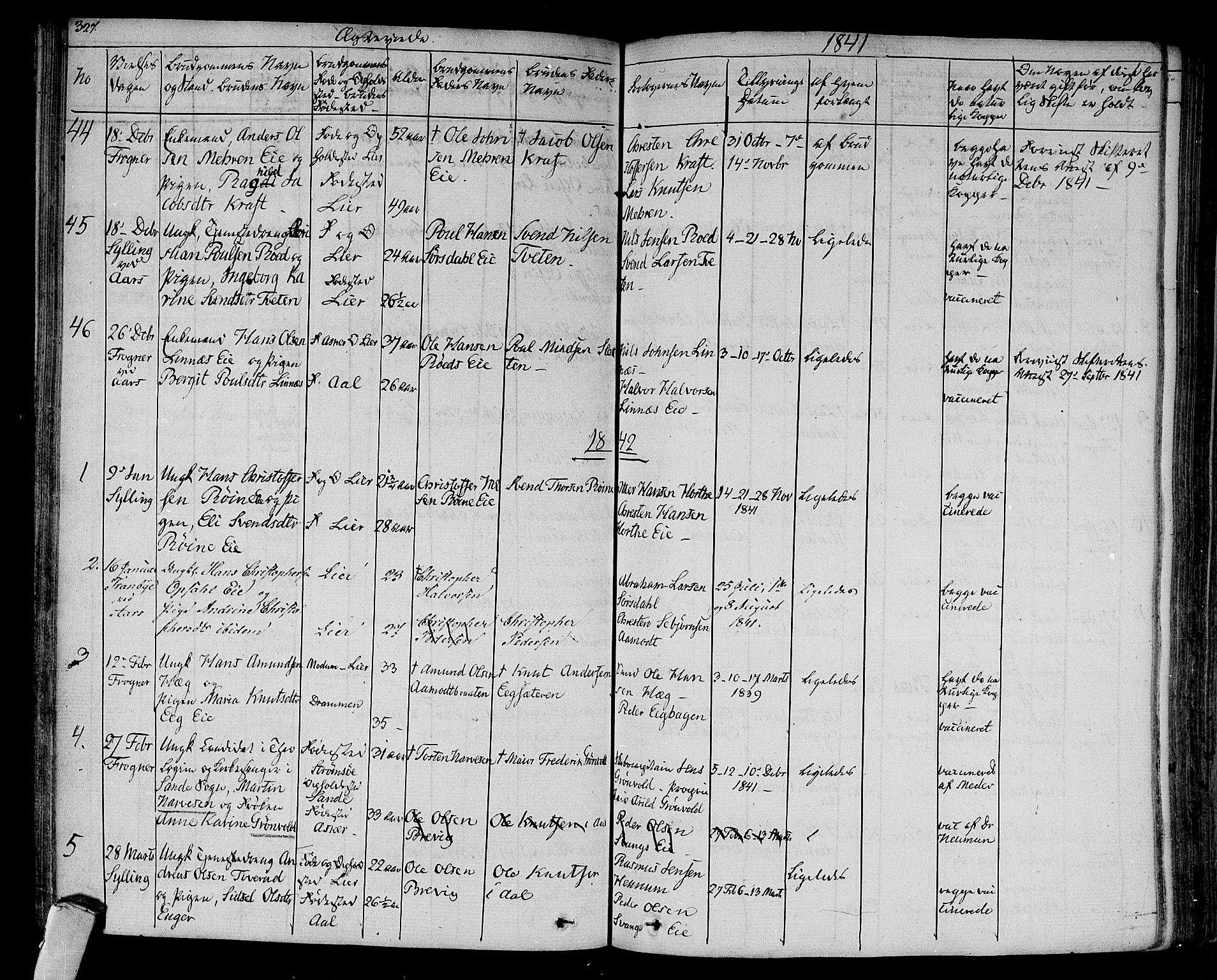 Lier kirkebøker, AV/SAKO-A-230/F/Fa/L0010: Parish register (official) no. I 10, 1827-1843, p. 327