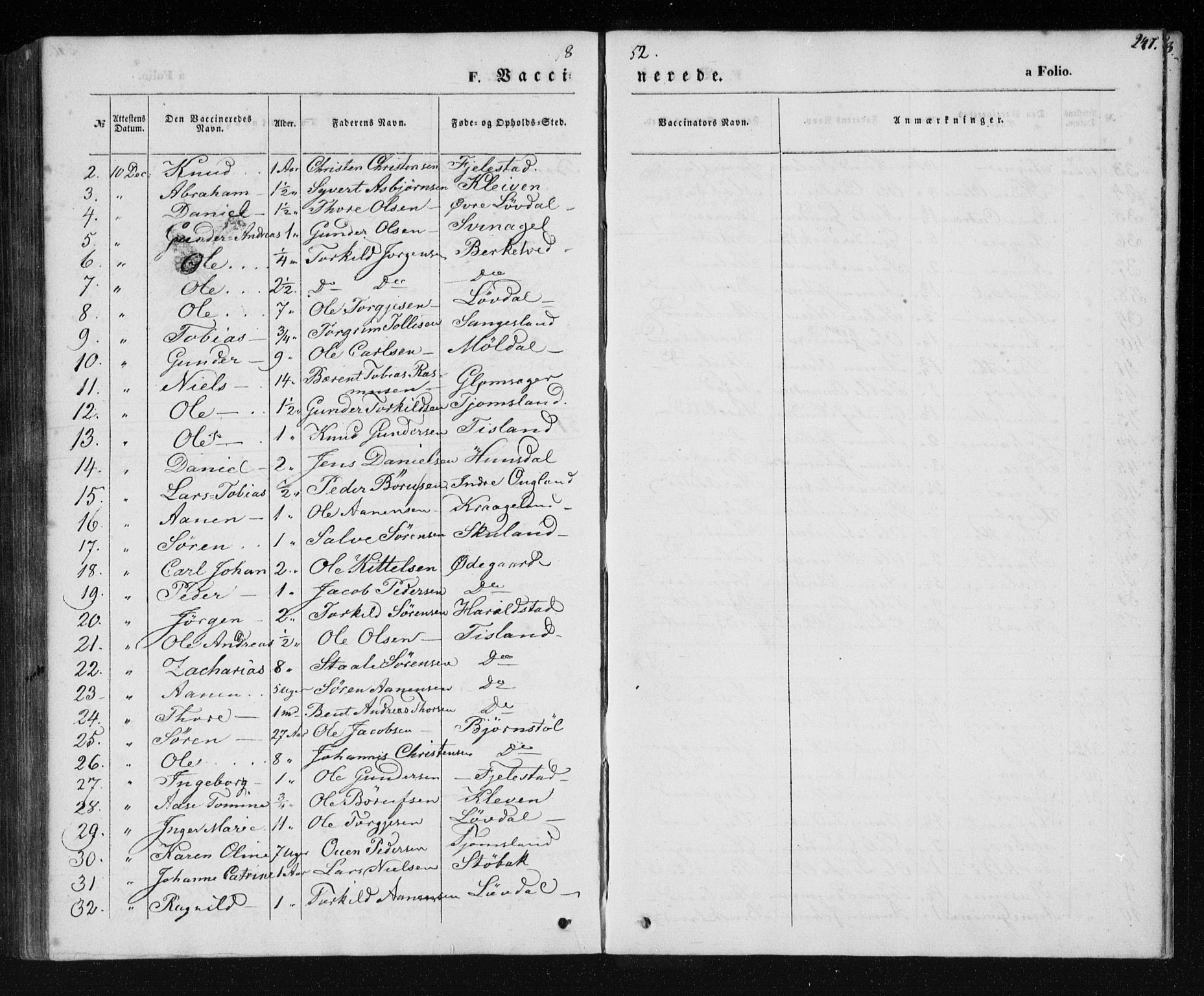 Holum sokneprestkontor, AV/SAK-1111-0022/F/Fa/Fab/L0005: Parish register (official) no. A 5, 1847-1874, p. 247