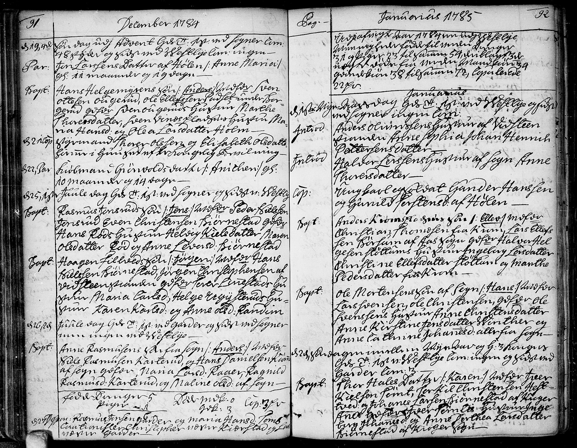 Vestby prestekontor Kirkebøker, AV/SAO-A-10893/F/Fa/L0003: Parish register (official) no. I 3, 1779-1796, p. 91-92