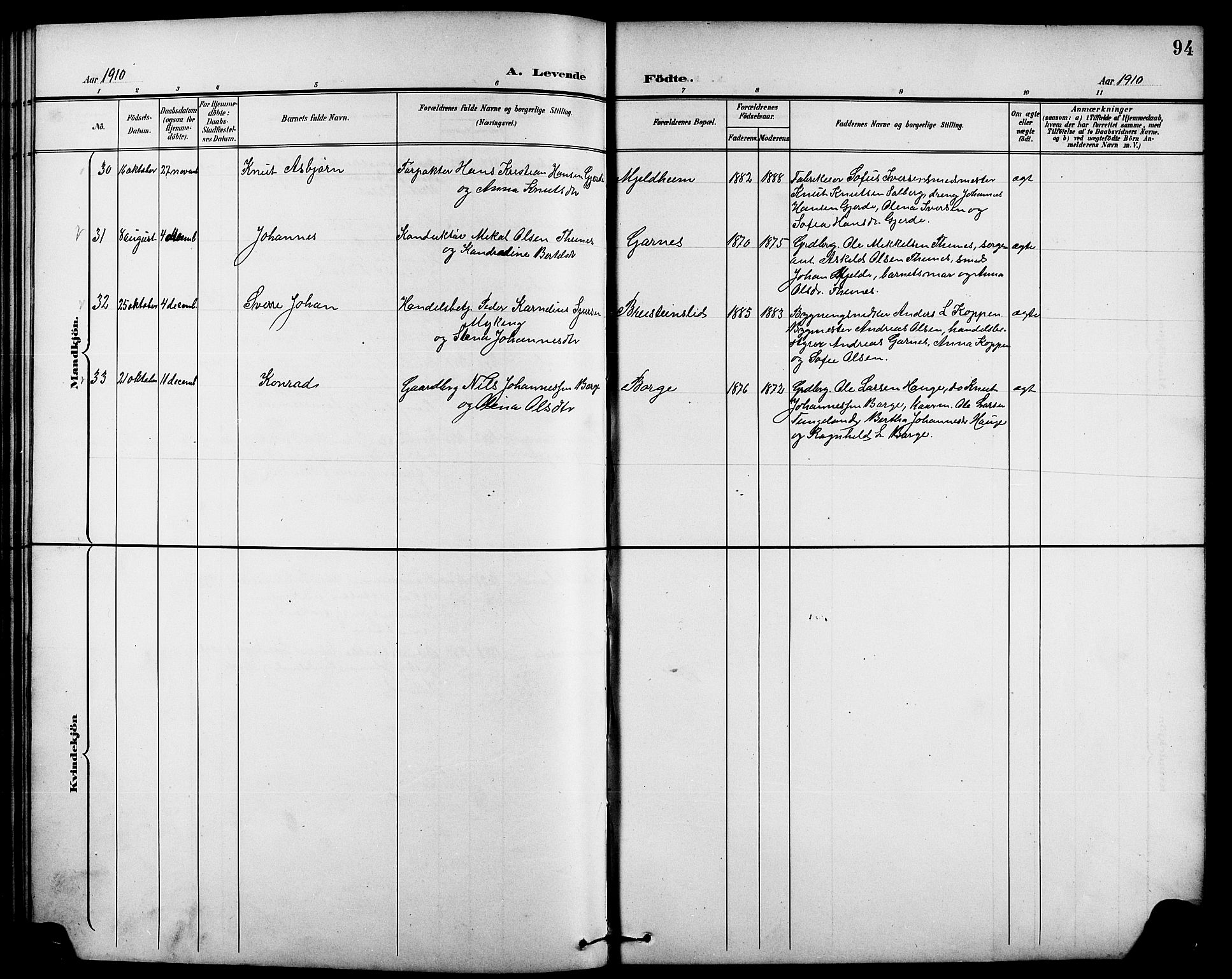 Arna Sokneprestembete, AV/SAB-A-74001/H/Ha/Hab: Parish register (copy) no. A 4, 1898-1910, p. 94