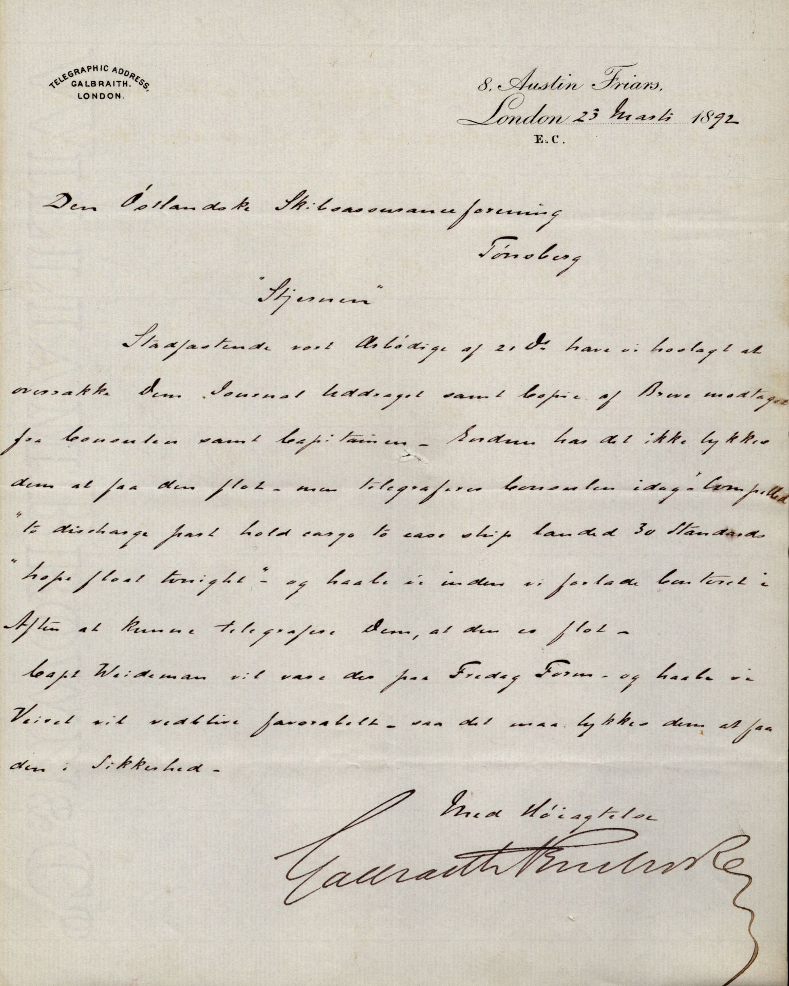 Pa 63 - Østlandske skibsassuranceforening, VEMU/A-1079/G/Ga/L0028/0005: Havaridokumenter / Tjømø, Magnolia, Caroline, Olaf, Stjernen, 1892, p. 148