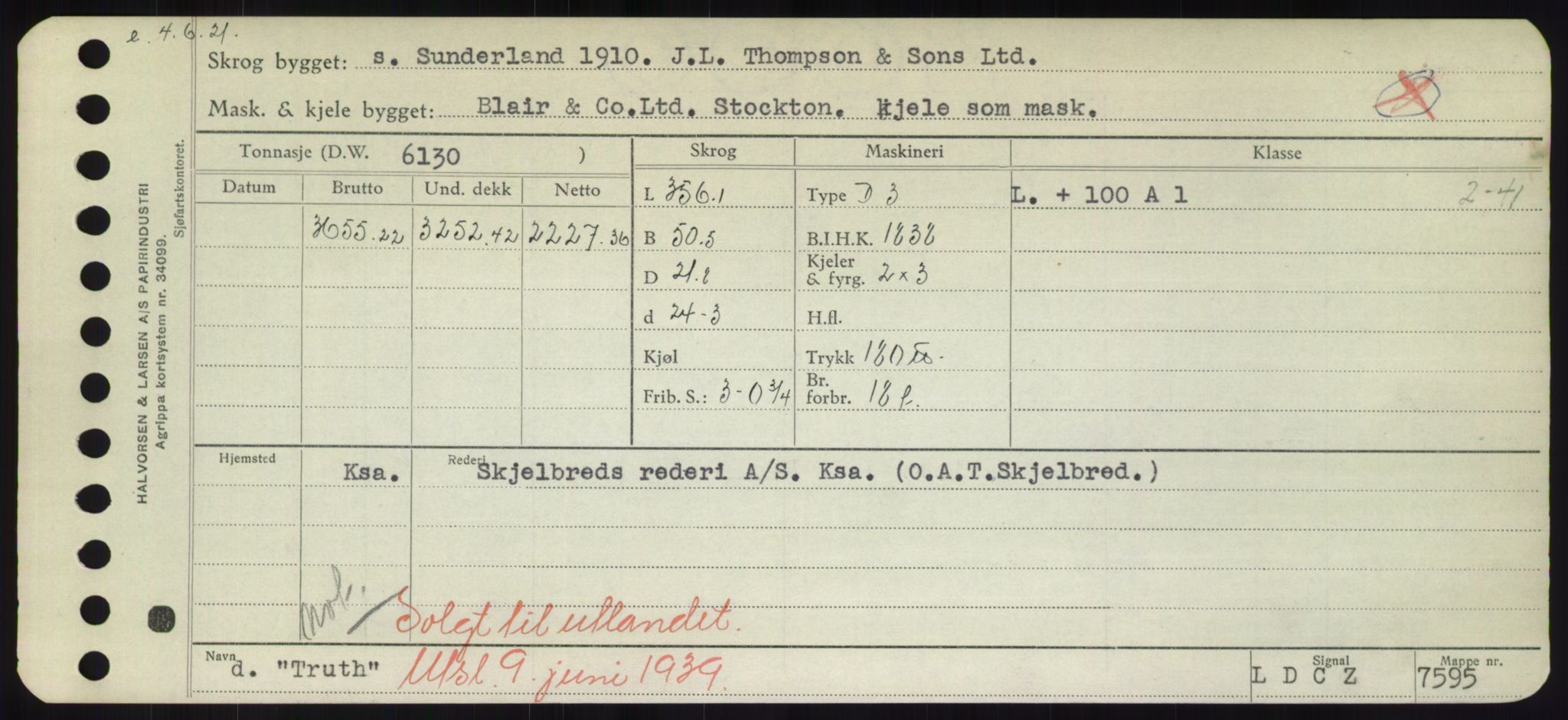 Sjøfartsdirektoratet med forløpere, Skipsmålingen, RA/S-1627/H/Hd/L0039: Fartøy, Ti-Tø, p. 699