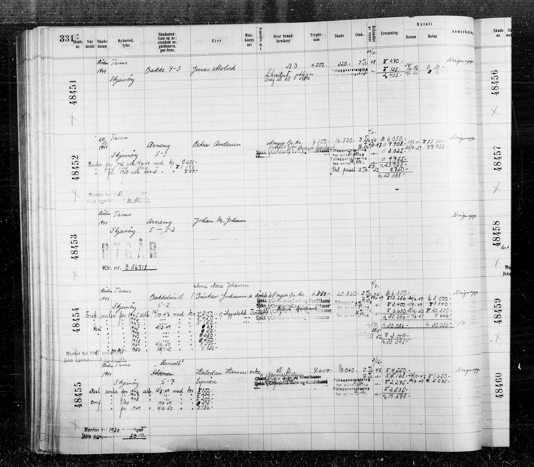 Krigsskadetrygdene for bygninger og løsøre, AV/RA-S-1548/V/L0040: Bygning, branntrygdet, 1940-1945, p. 331