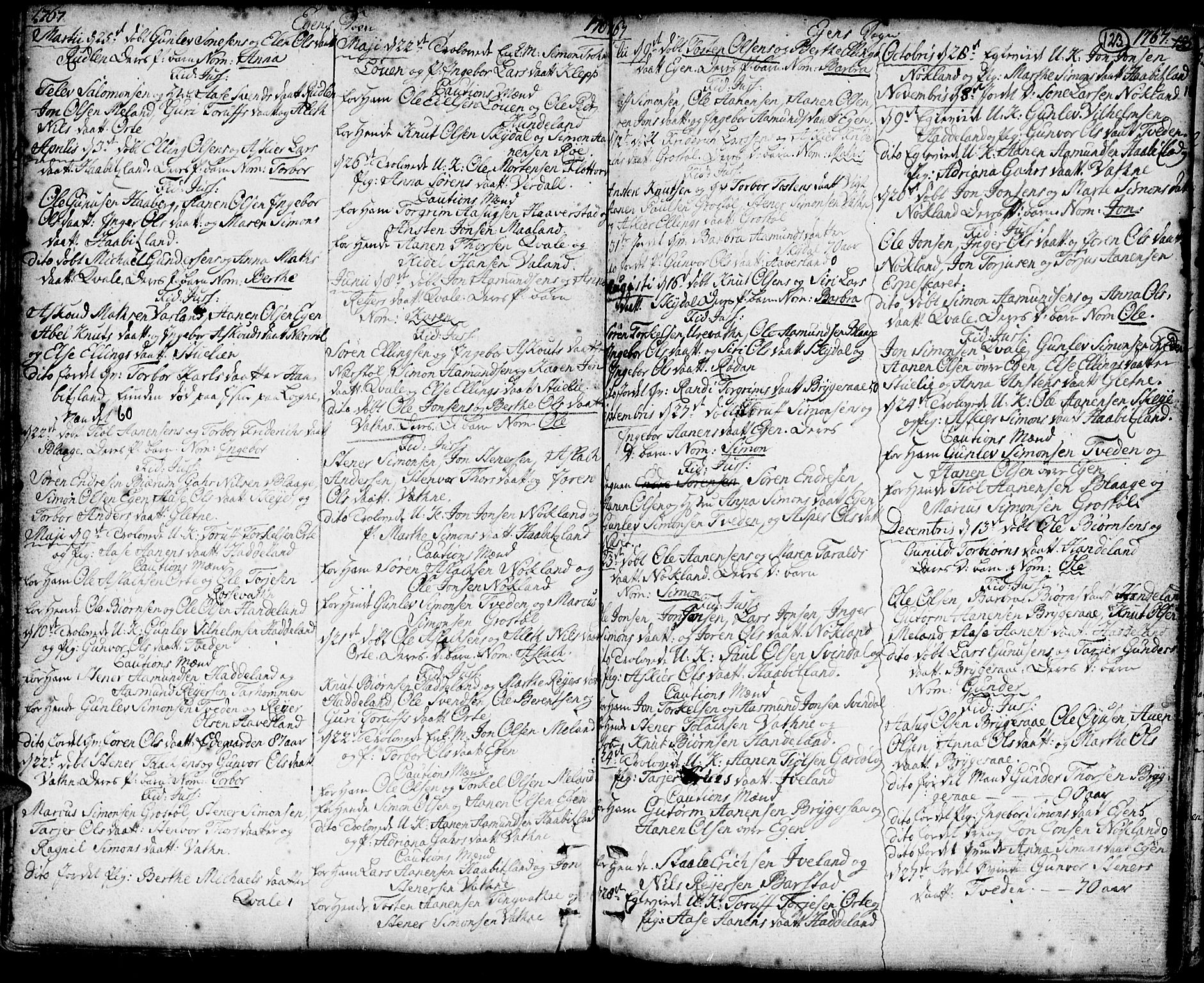 Hægebostad sokneprestkontor, SAK/1111-0024/F/Fa/Faa/L0001: Parish register (official) no. A 1 /2, 1760-1823, p. 123