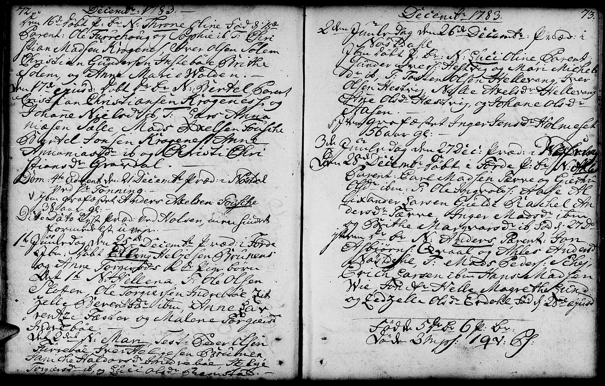 Førde sokneprestembete, AV/SAB-A-79901/H/Haa/Haaa/L0004: Parish register (official) no. A 4, 1781-1803, p. 72-73