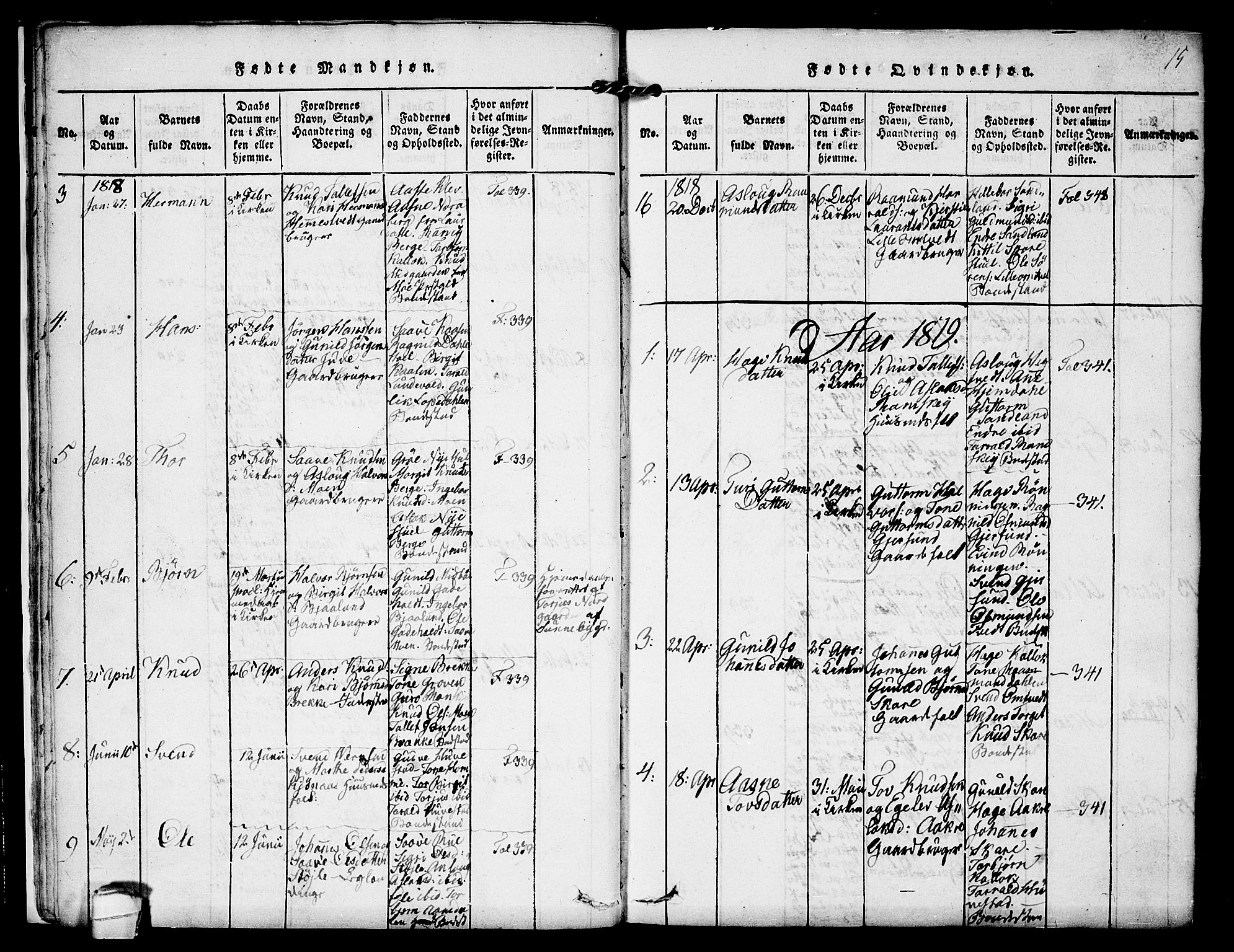 Kviteseid kirkebøker, SAKO/A-276/F/Fb/L0001: Parish register (official) no. II 1, 1815-1836, p. 15