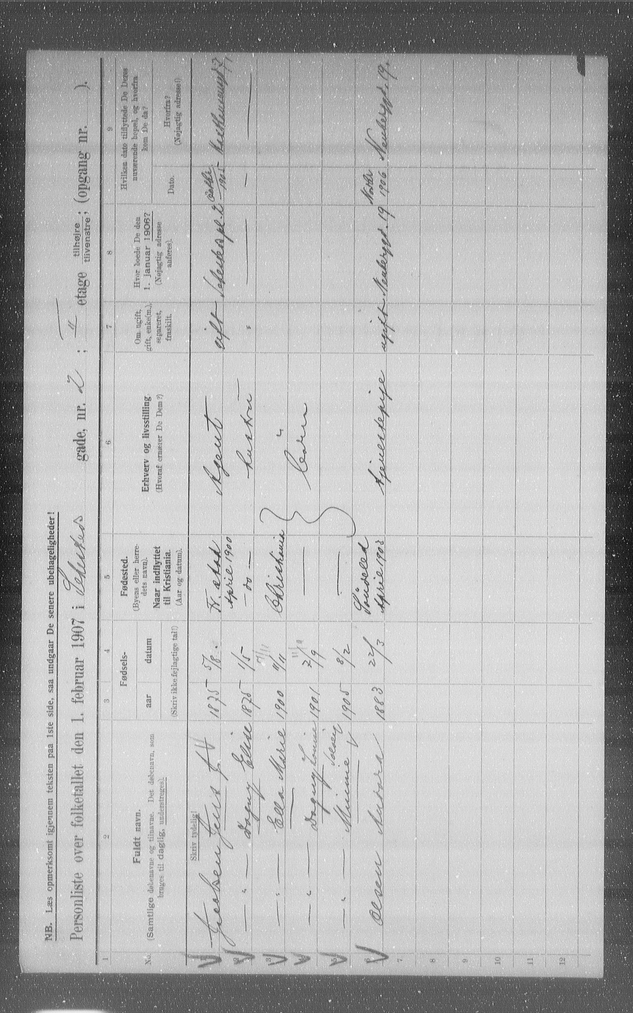 OBA, Municipal Census 1907 for Kristiania, 1907, p. 47865