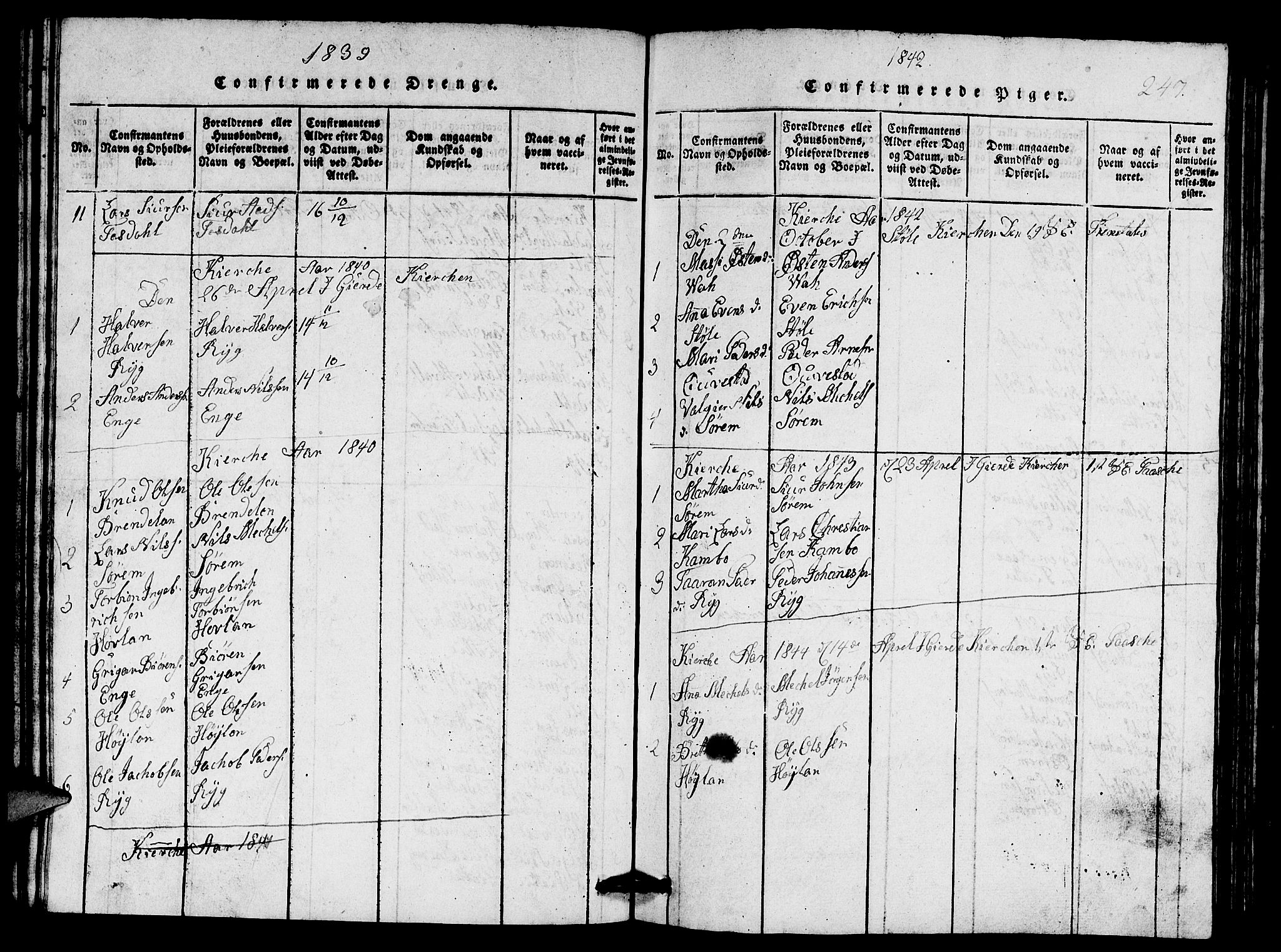 Etne sokneprestembete, SAB/A-75001/H/Hab: Parish register (copy) no. A 1, 1815-1849, p. 247