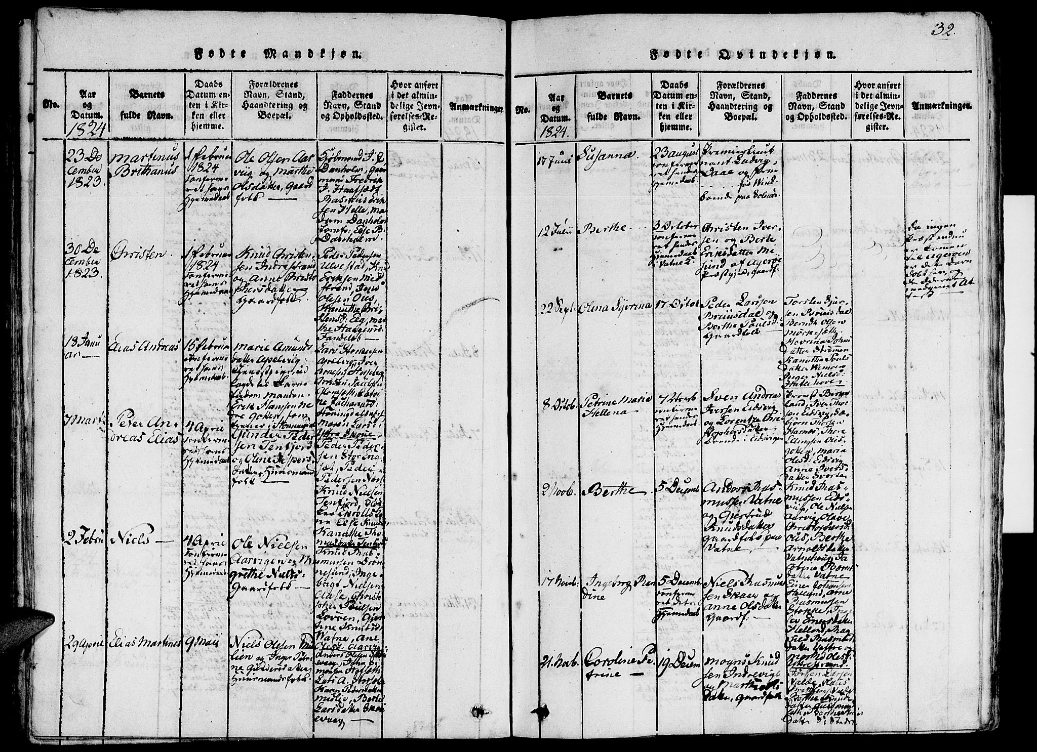 Ministerialprotokoller, klokkerbøker og fødselsregistre - Møre og Romsdal, SAT/A-1454/524/L0351: Parish register (official) no. 524A03, 1816-1838, p. 32