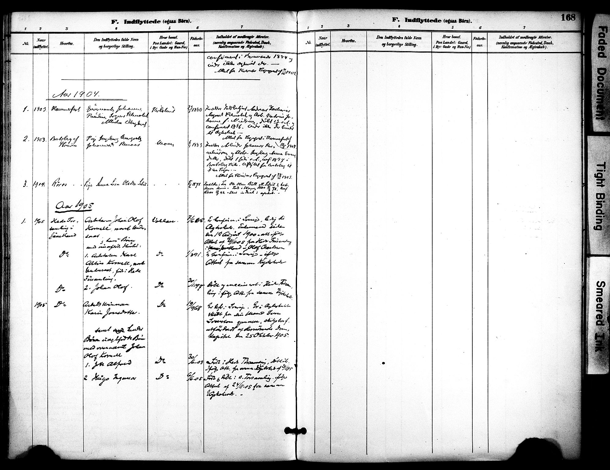 Ministerialprotokoller, klokkerbøker og fødselsregistre - Sør-Trøndelag, AV/SAT-A-1456/686/L0984: Parish register (official) no. 686A02, 1891-1906, p. 168