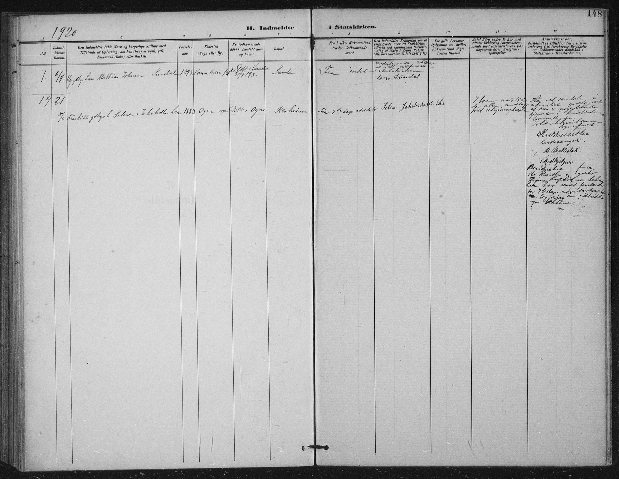 Håland sokneprestkontor, SAST/A-101802/002/B/L0001: Parish register (official) no. A 13, 1901-1923, p. 148