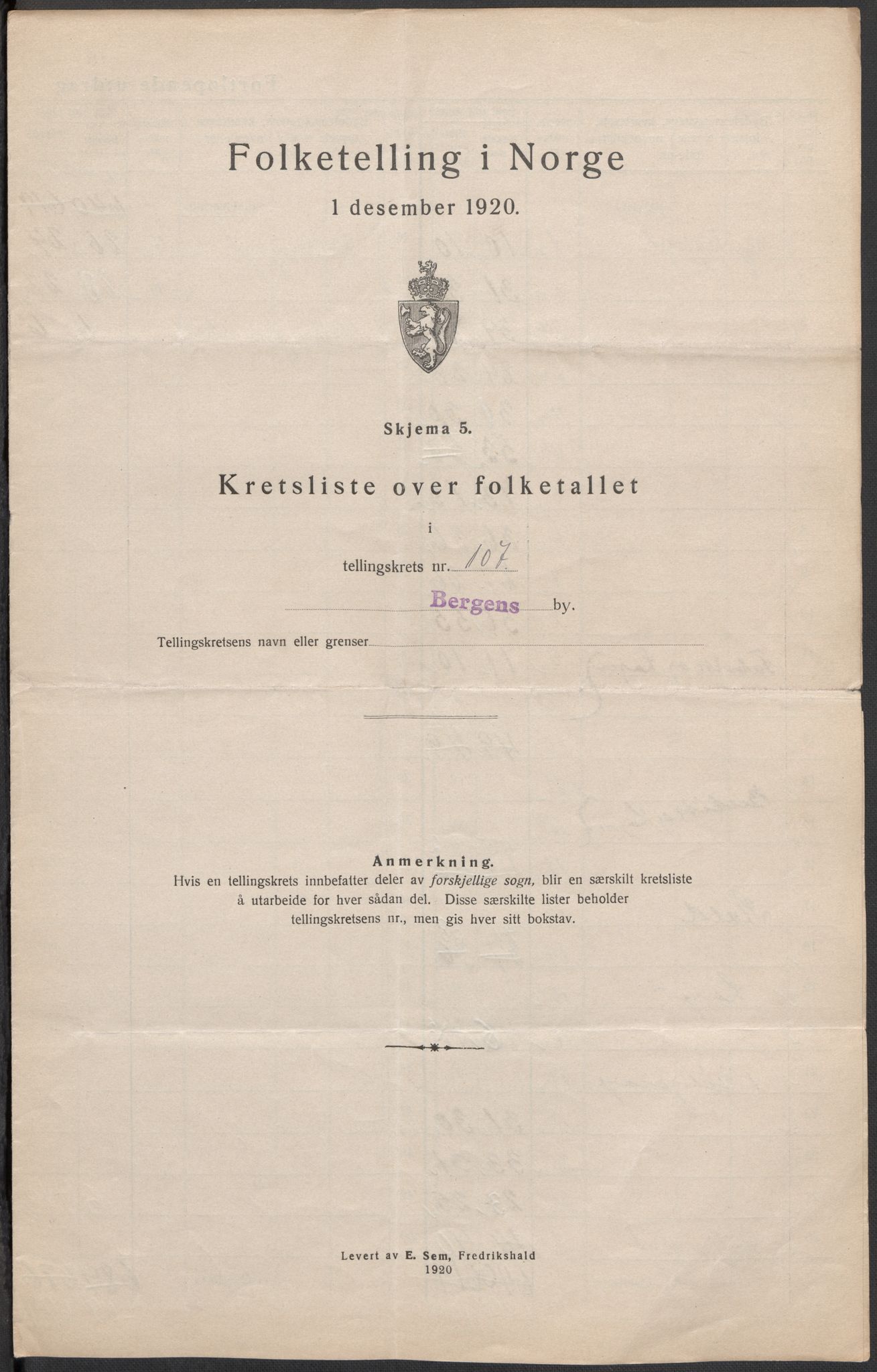 SAB, 1920 census for Bergen, 1920, p. 336