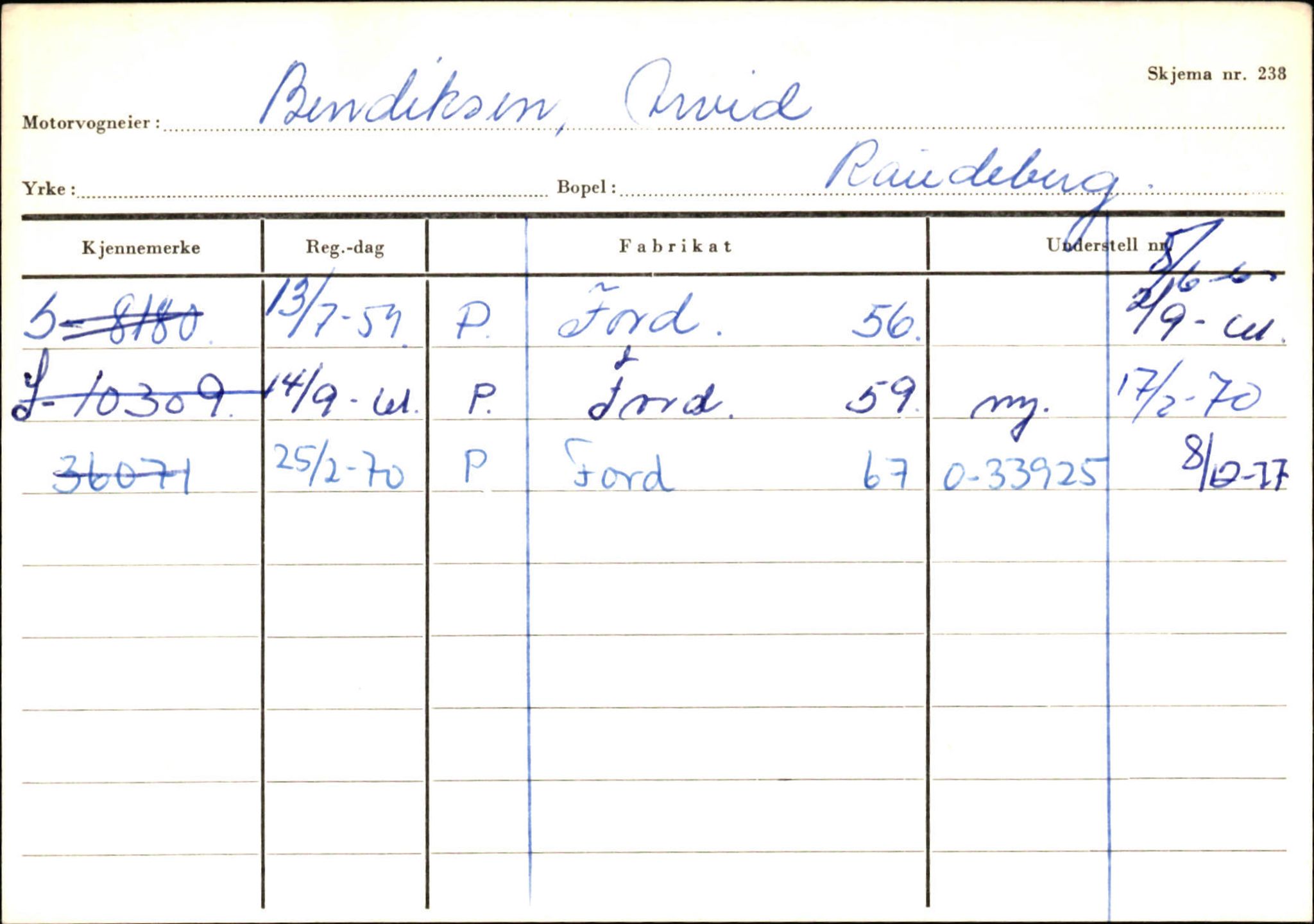 Statens vegvesen, Sogn og Fjordane vegkontor, AV/SAB-A-5301/4/F/L0144: Registerkort Vågsøy A-R, 1945-1975, p. 109