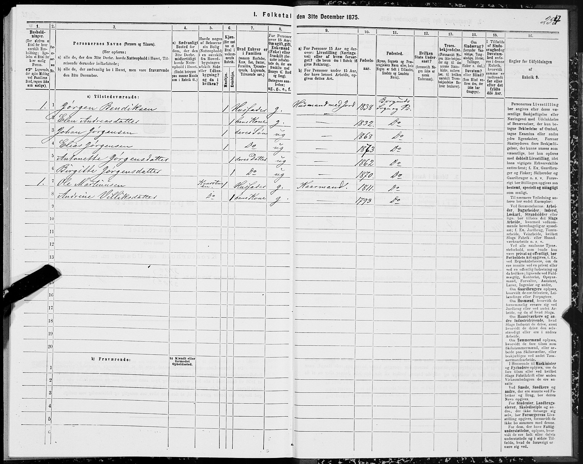 SAT, 1875 census for 1531P Borgund, 1875, p. 5254