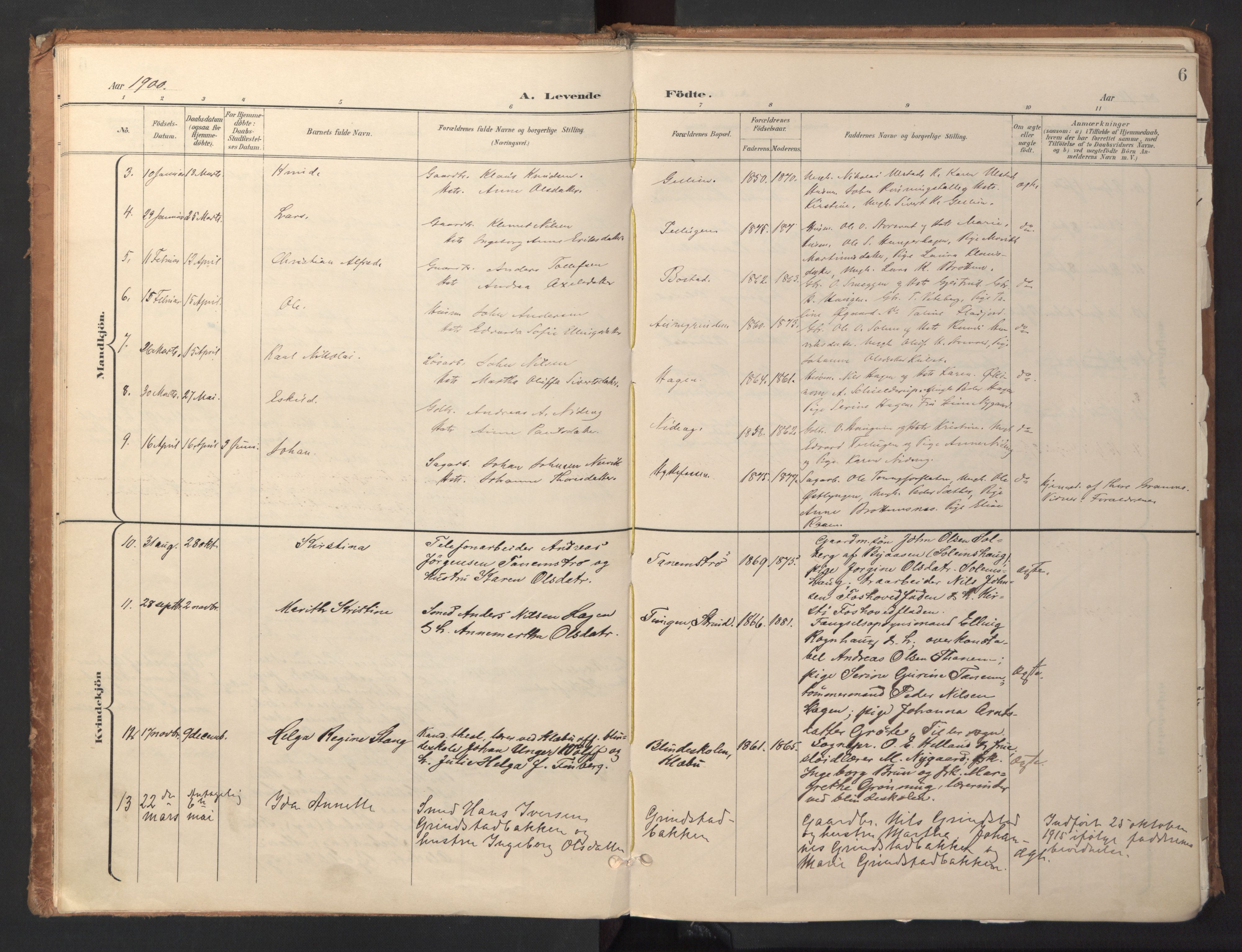 Ministerialprotokoller, klokkerbøker og fødselsregistre - Sør-Trøndelag, SAT/A-1456/618/L0448: Parish register (official) no. 618A11, 1898-1916, p. 6