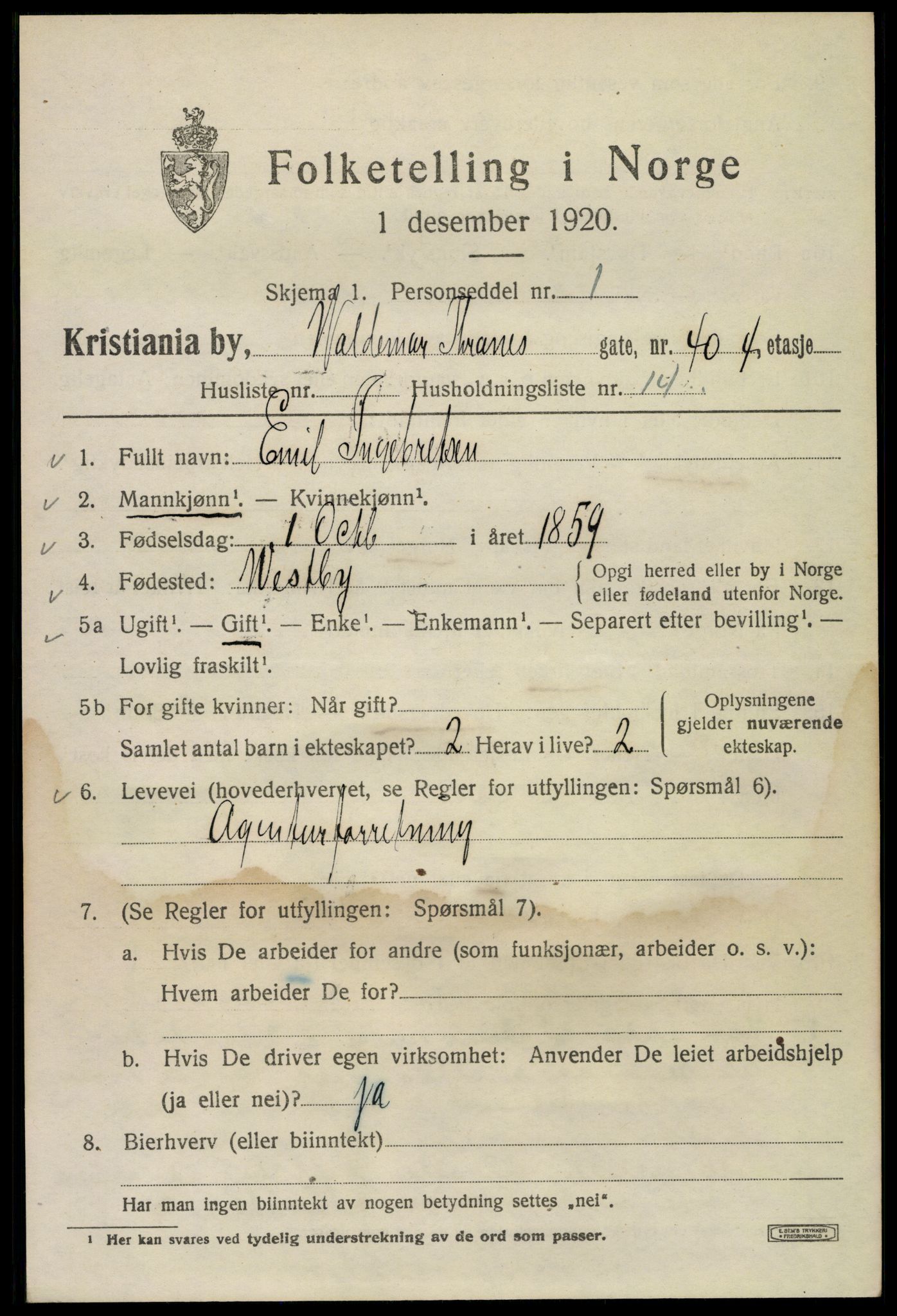SAO, 1920 census for Kristiania, 1920, p. 647557