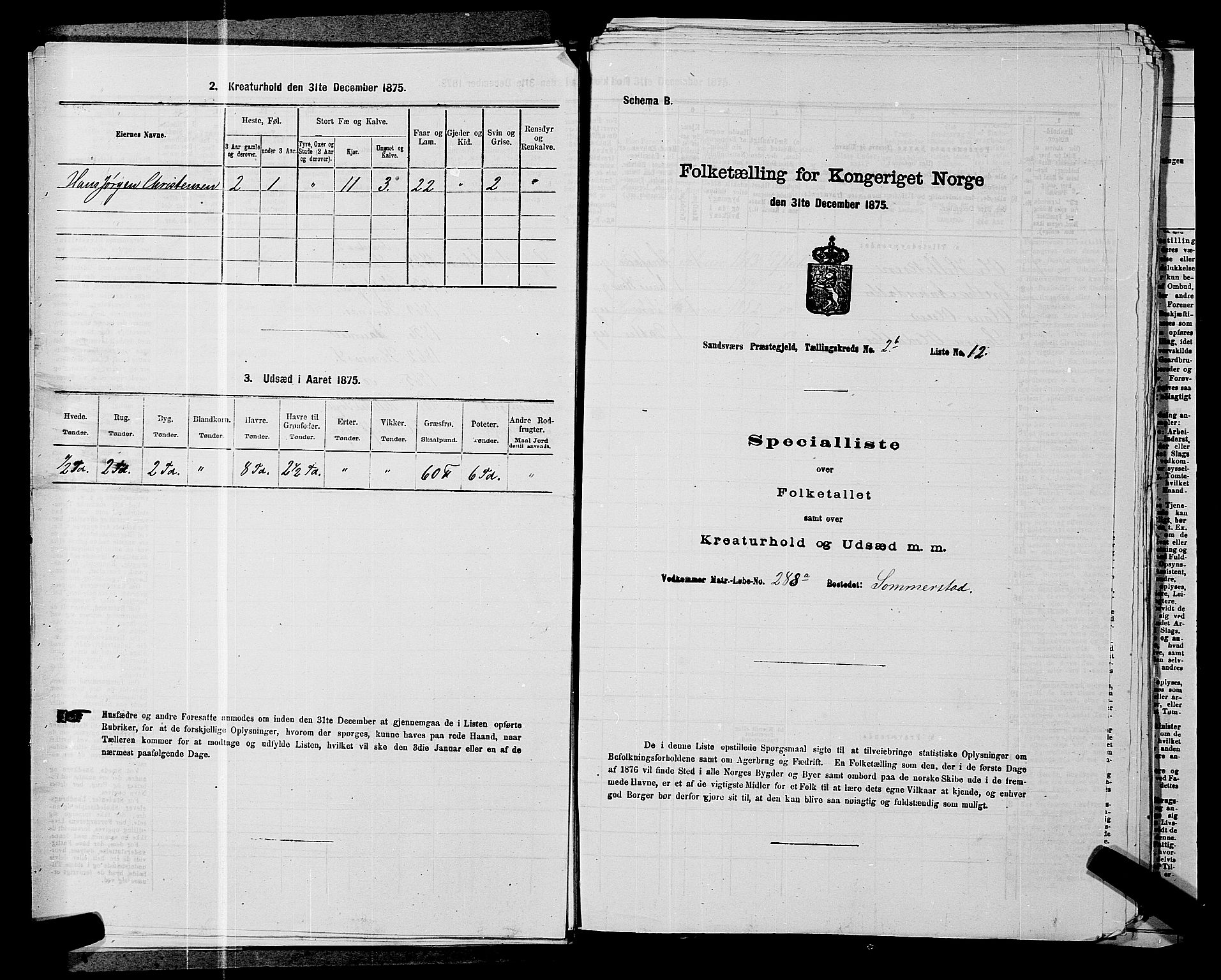 SAKO, 1875 census for 0629P Sandsvær, 1875, p. 479