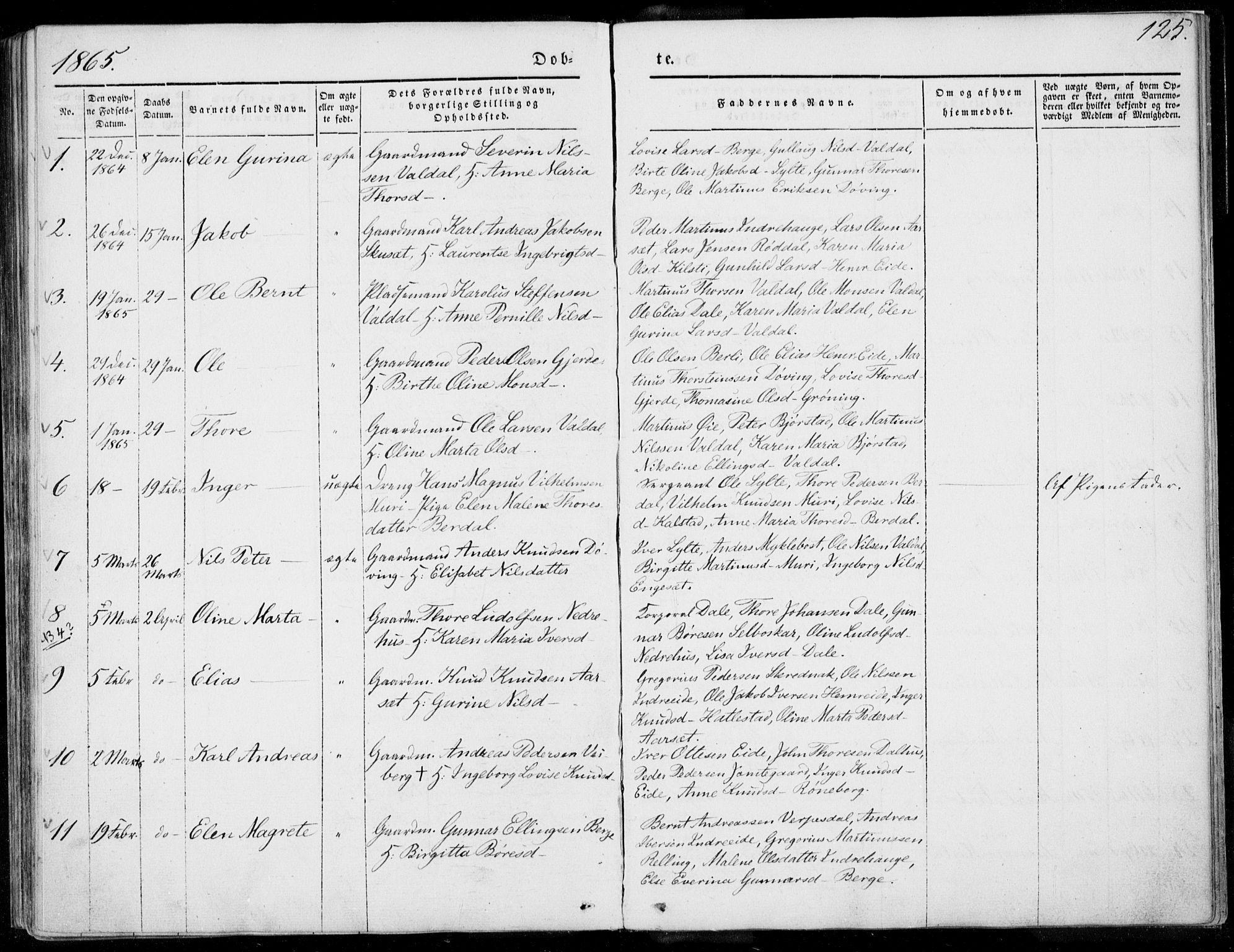 Ministerialprotokoller, klokkerbøker og fødselsregistre - Møre og Romsdal, SAT/A-1454/519/L0249: Parish register (official) no. 519A08, 1846-1868, p. 125