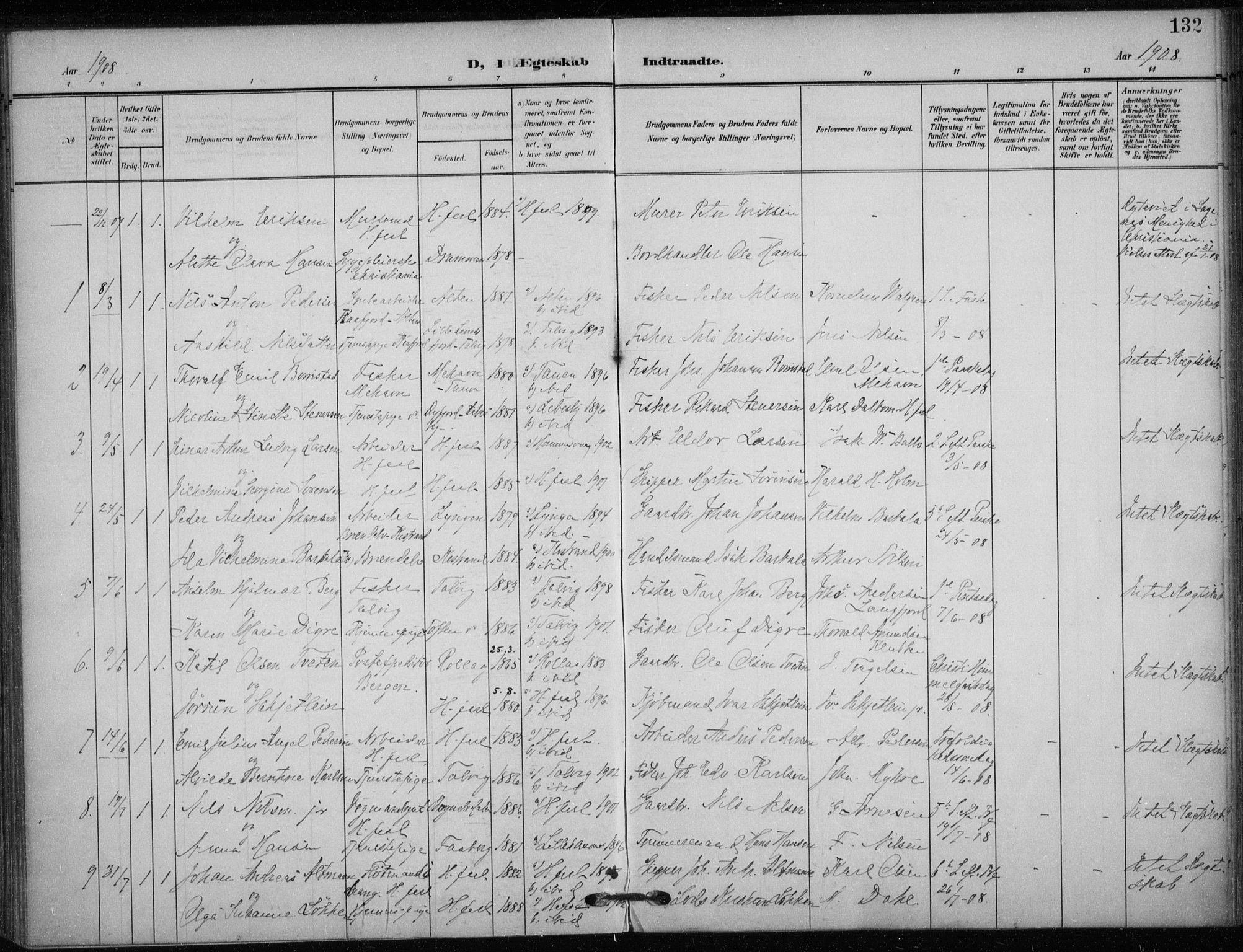 Hammerfest sokneprestkontor, SATØ/S-1347/H/Ha/L0014.kirke: Parish register (official) no. 14, 1906-1916, p. 132