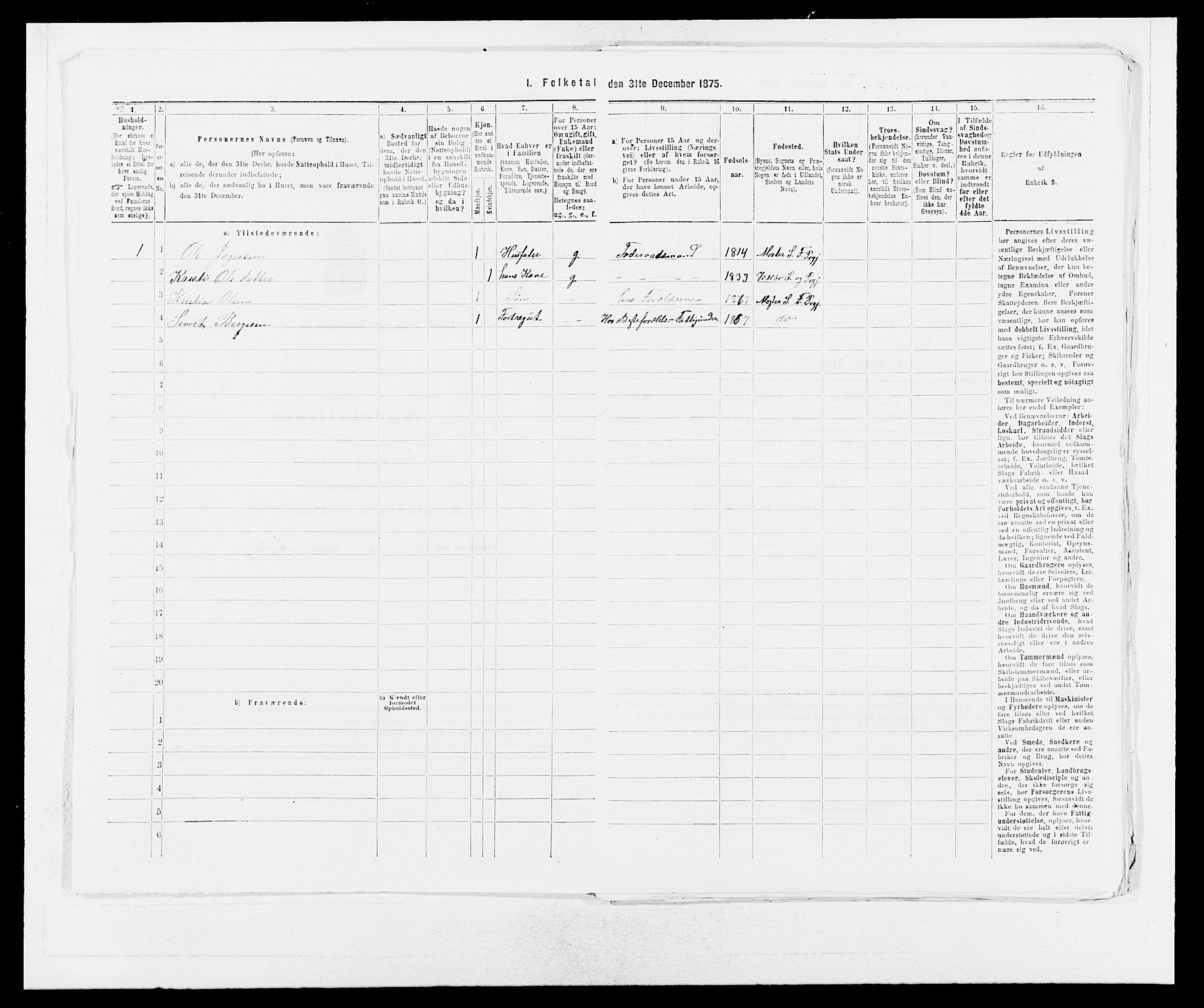 SAB, 1875 census for 1218P Finnås, 1875, p. 42