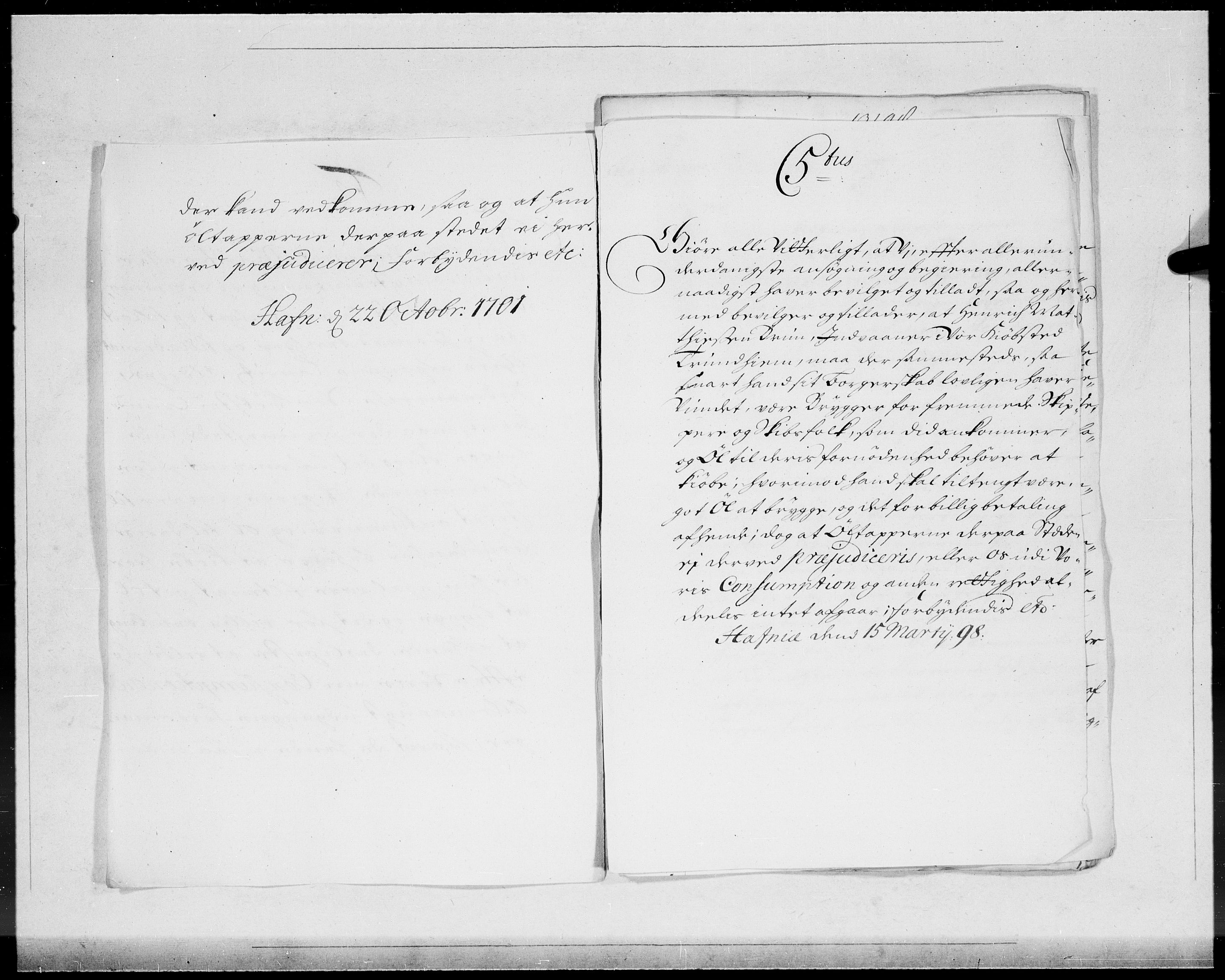 Danske Kanselli 1572-1799, AV/RA-EA-3023/F/Fc/Fcc/Fcca/L0066: Norske innlegg 1572-1799, 1708, p. 47