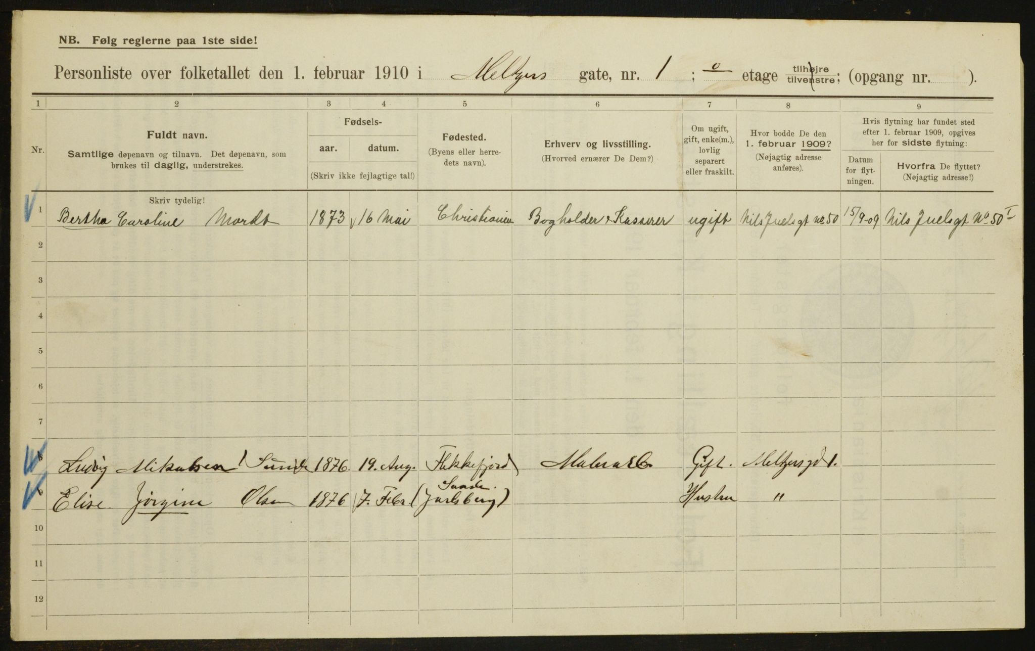 OBA, Municipal Census 1910 for Kristiania, 1910, p. 63080