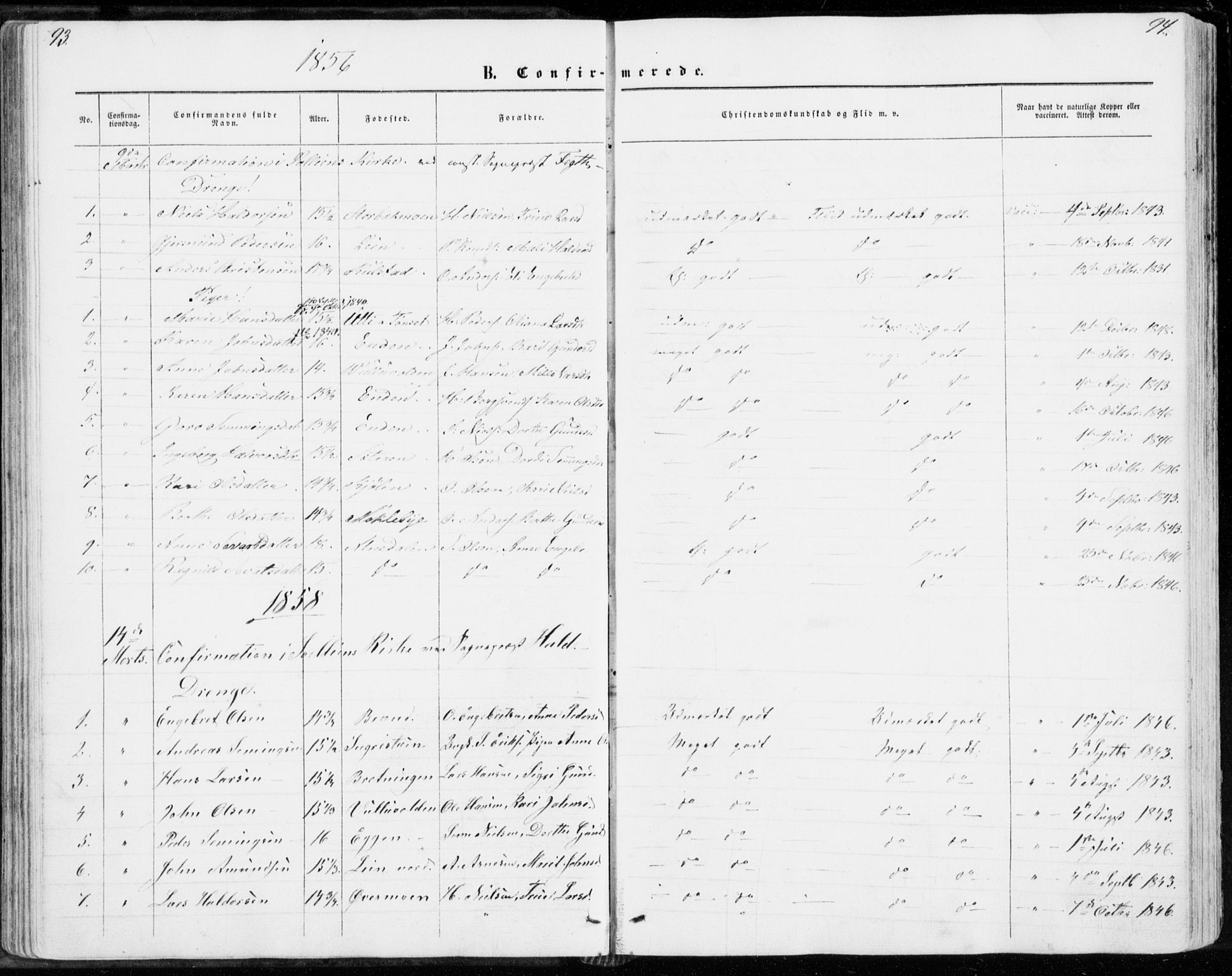 Sollia prestekontor, SAH/PREST-050/H/Ha/Haa/L0001: Parish register (official) no. 1, 1856-1885, p. 93-94