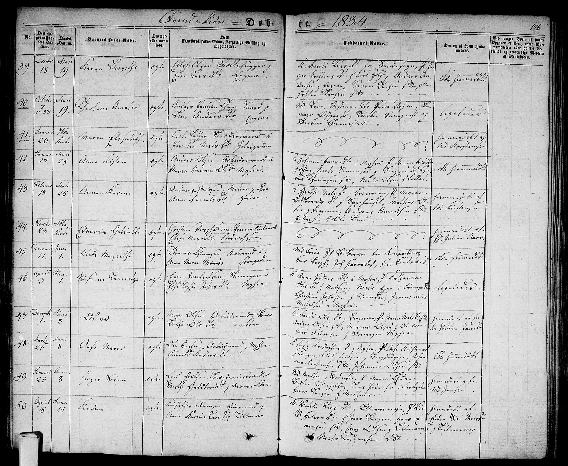 Bragernes kirkebøker, AV/SAKO-A-6/F/Fb/L0001: Parish register (official) no. II 1, 1830-1847, p. 176