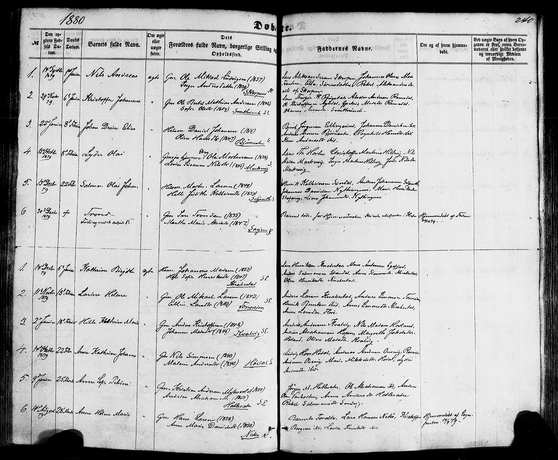 Kinn sokneprestembete, SAB/A-80801/H/Haa/Haaa/L0006: Parish register (official) no. A 6, 1857-1885, p. 240